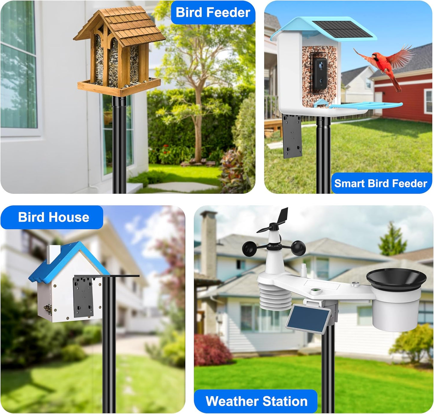 Ottsuls Bird Feeder Pole, 92 Inch Heavy Duty Bird House Pole Kit for O