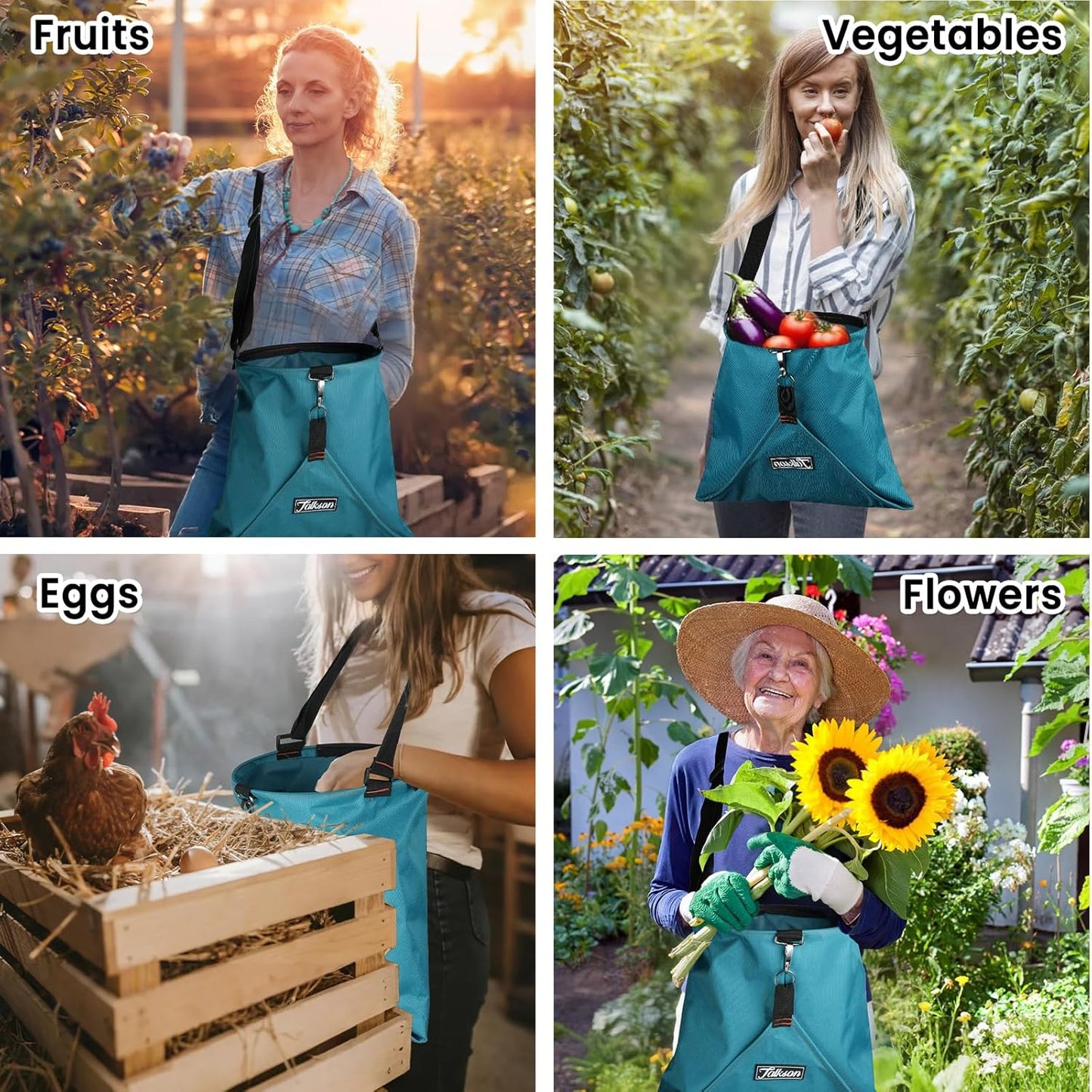 Large Fruit Picking Bag, Waterproof 600d Fruit Storage Harvest Garden Apron Pouch for Outdoor Orchard, Farm, Garden, Vegetable, Fruits