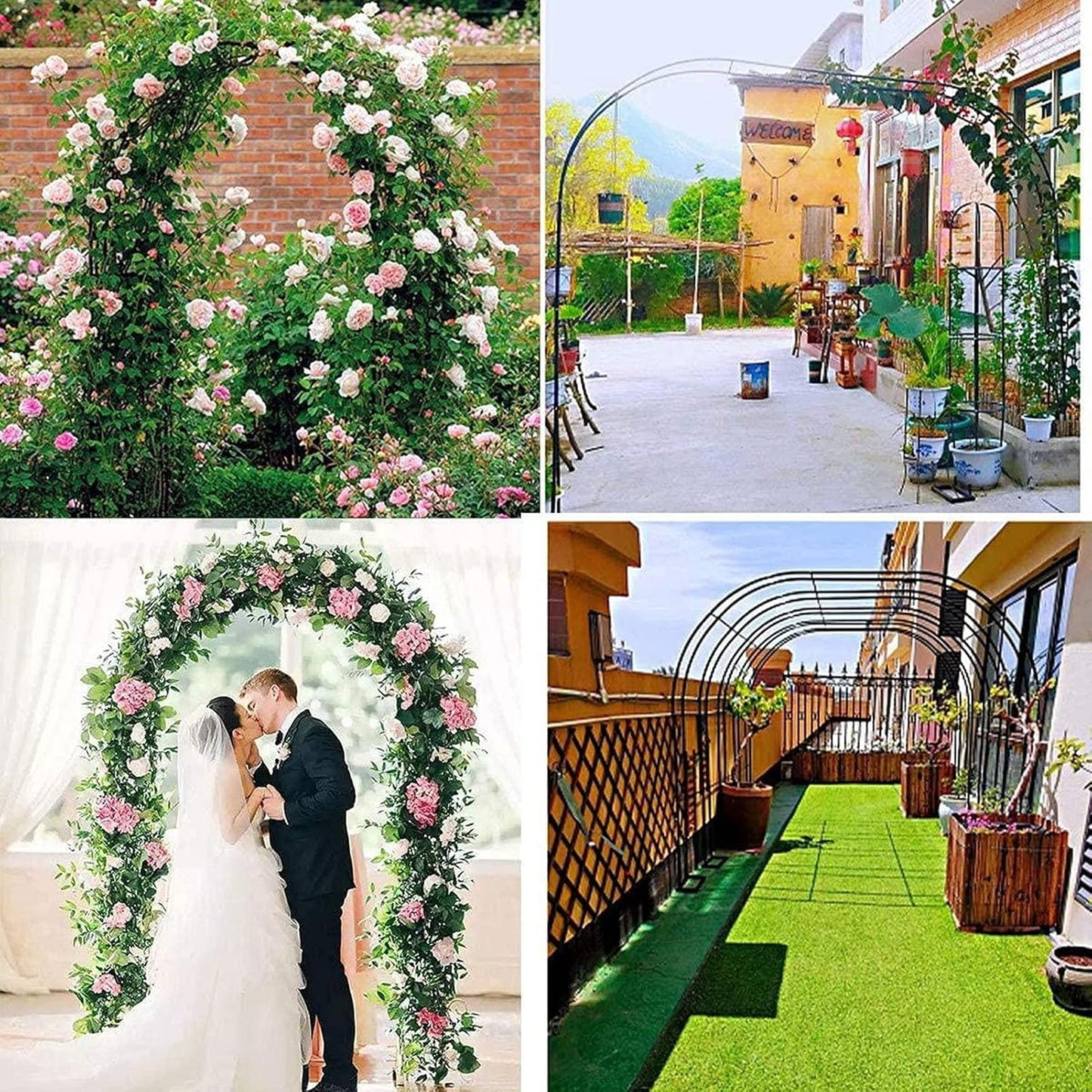 Garden Arch Pergola for Climbing Plants, Outdoor Wedding Decor, Bridal Party Decoration, Trellis Support for Roses, Backyard, Lawn, Patio, Courtyard - Elegant Arbour Des
