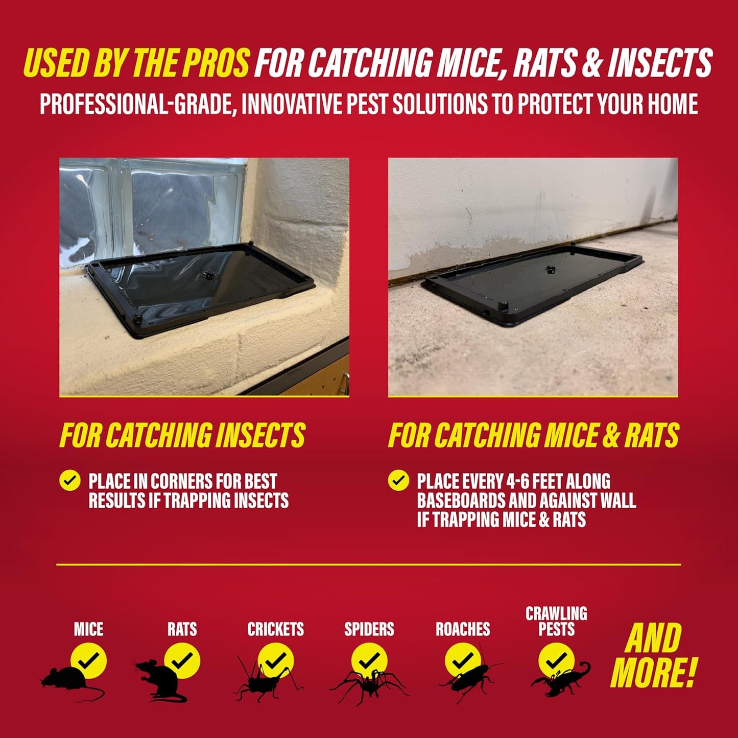 Catchmaster Rat, Snake and Mouse Traps 12Pk, Large Bulk Glue Rat Traps