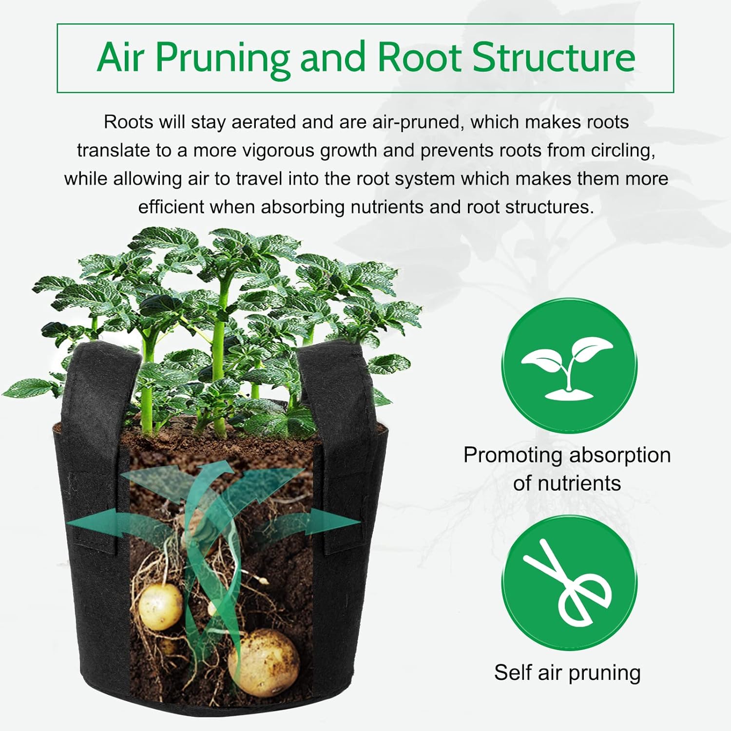 JERIA 12-Pack 5 Gallon Grow Bags, 300G Thickened Nonwoven Garden Pots,