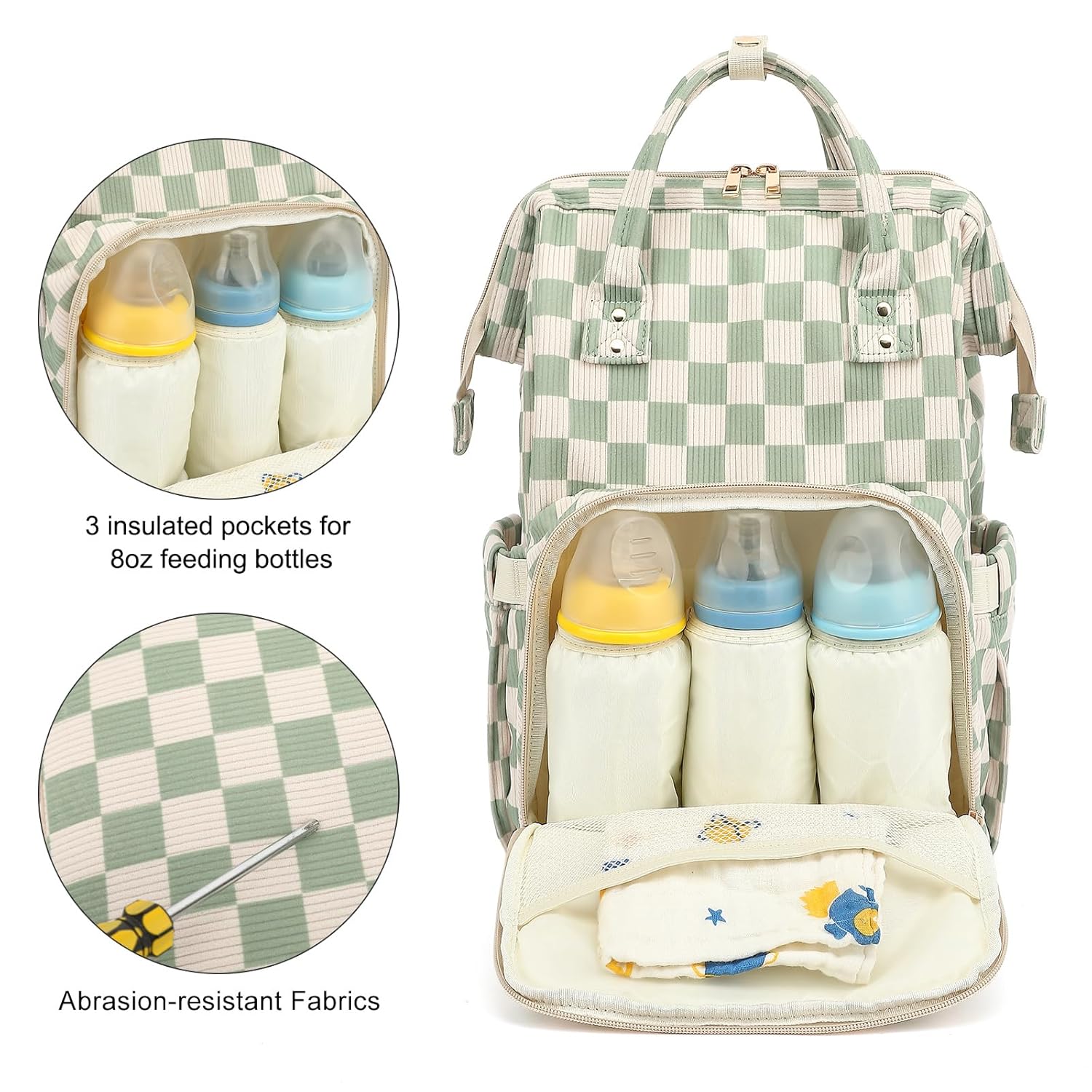 Baby Diaper Bag Backpack for Mom, Large Capacity Travel Nappy Bag for 