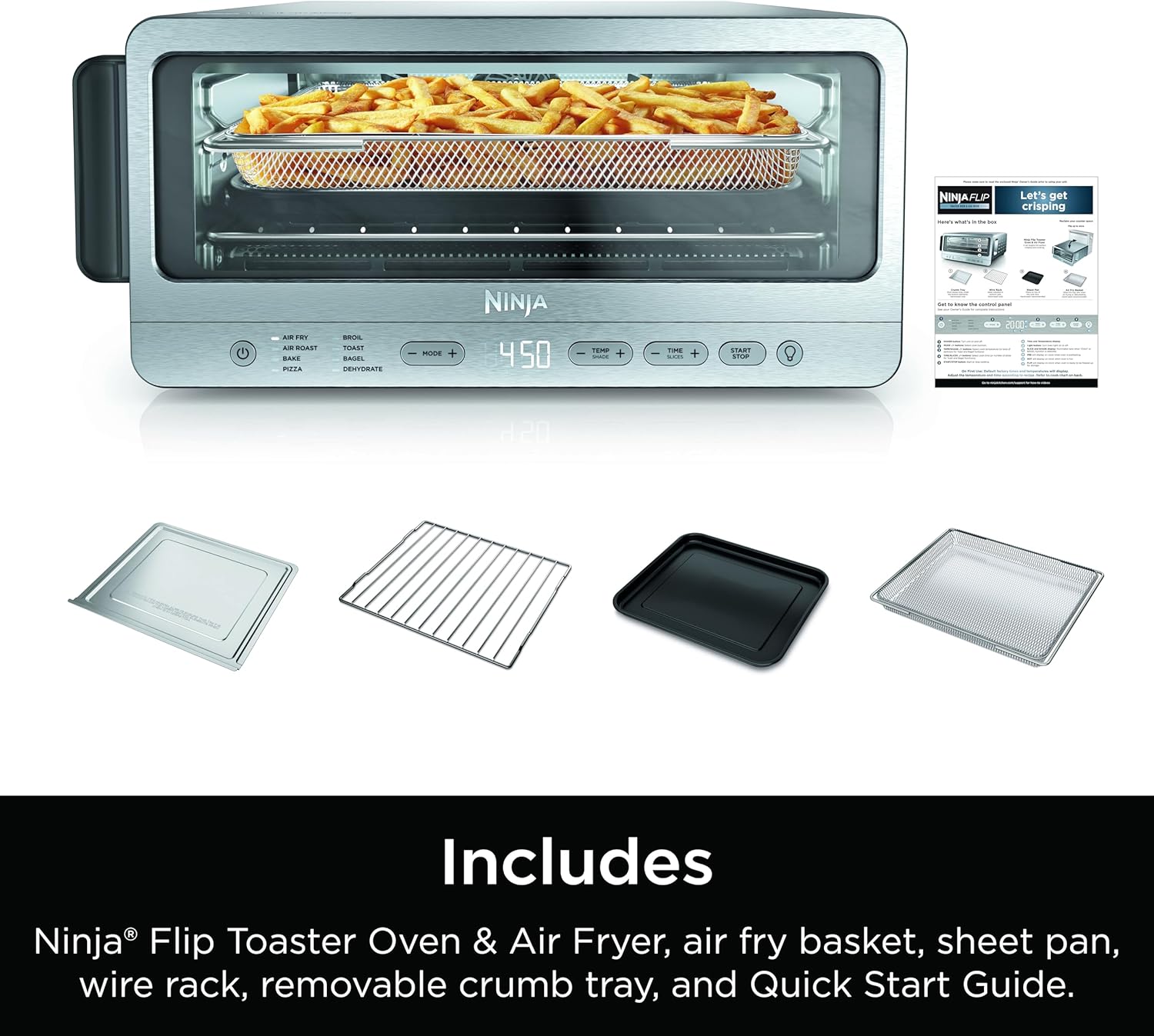 Ninja Air Fryer Toaster Oven Combo | 8-in-1 Functionality | Flip Up & 