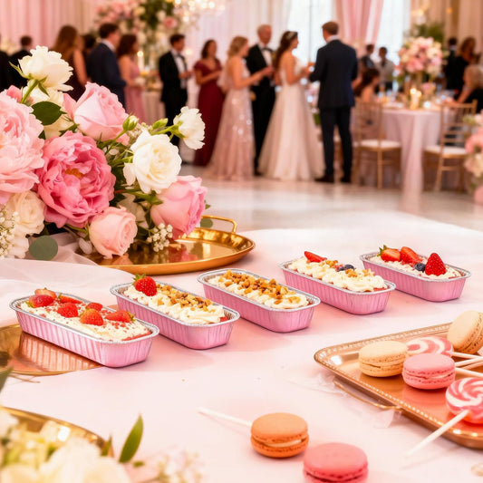 50 PACK Mini Cake Pans with Lids and Spoons,Rectangular Aluminum Foil Bread Pan,Mini Loaf Pans and Food Containers with Lids(Pink,6.8oz)