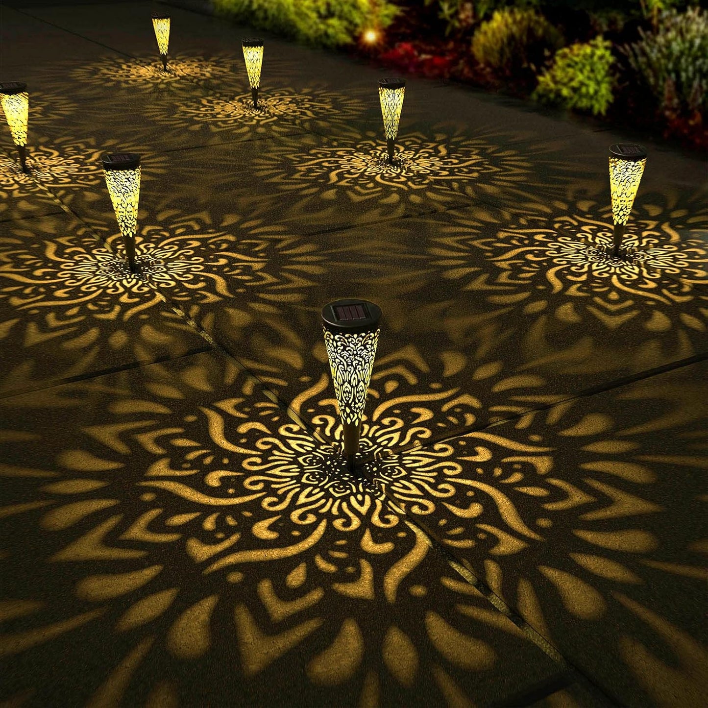 6 Pack Solar Lights Outdoor Garden Decorative Mandala Solar Garden Lig