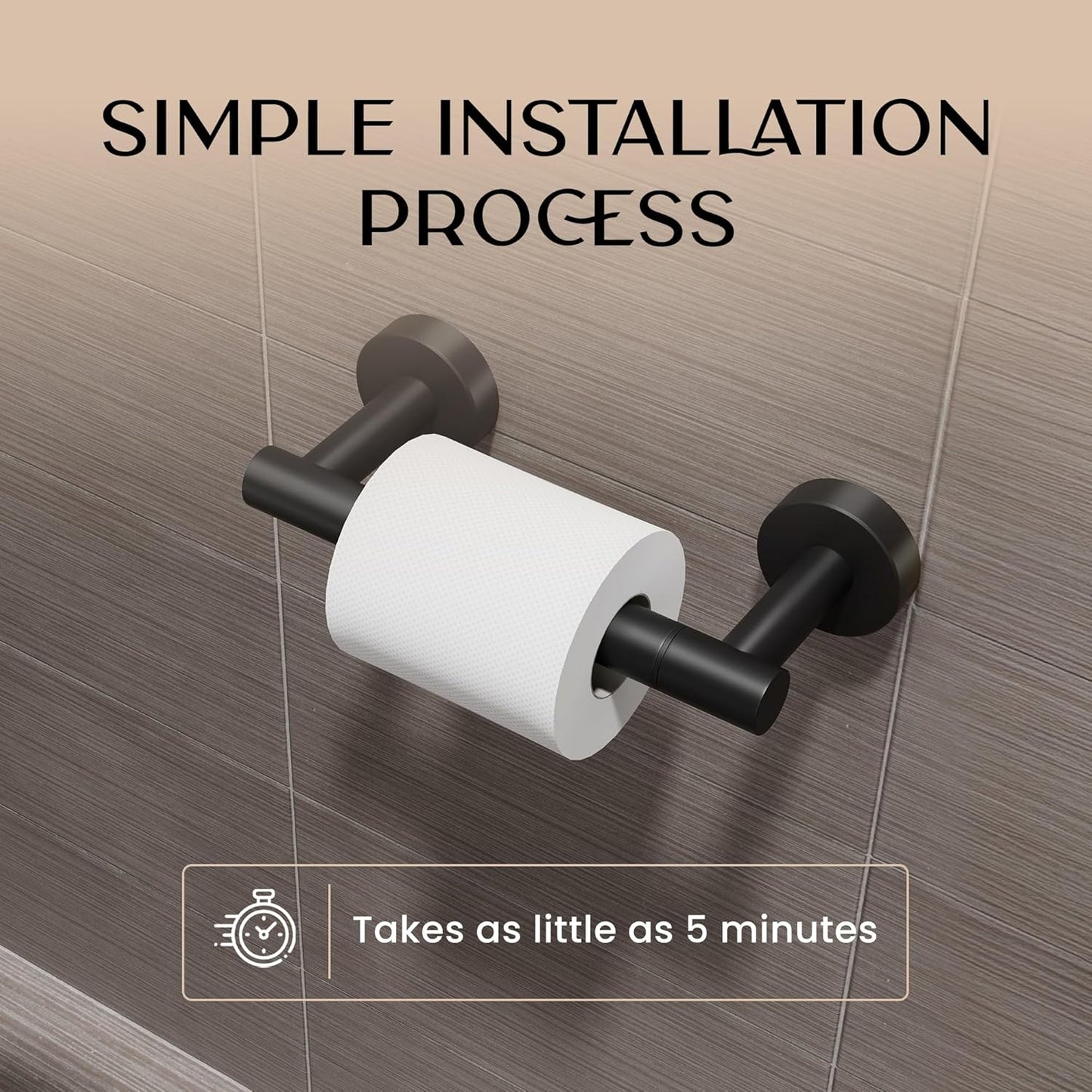 Day Moon™ - Toilet Paper Holder - Modern Roll Holder for Bathroom - 1 Pack - Wall Mount - Classic, Black