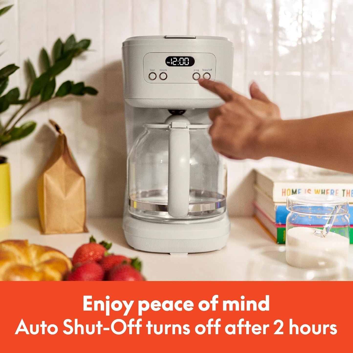 BELLA 12 Cup Programmable Coffee Marker, Reusable Dishwasher Safe Acce
