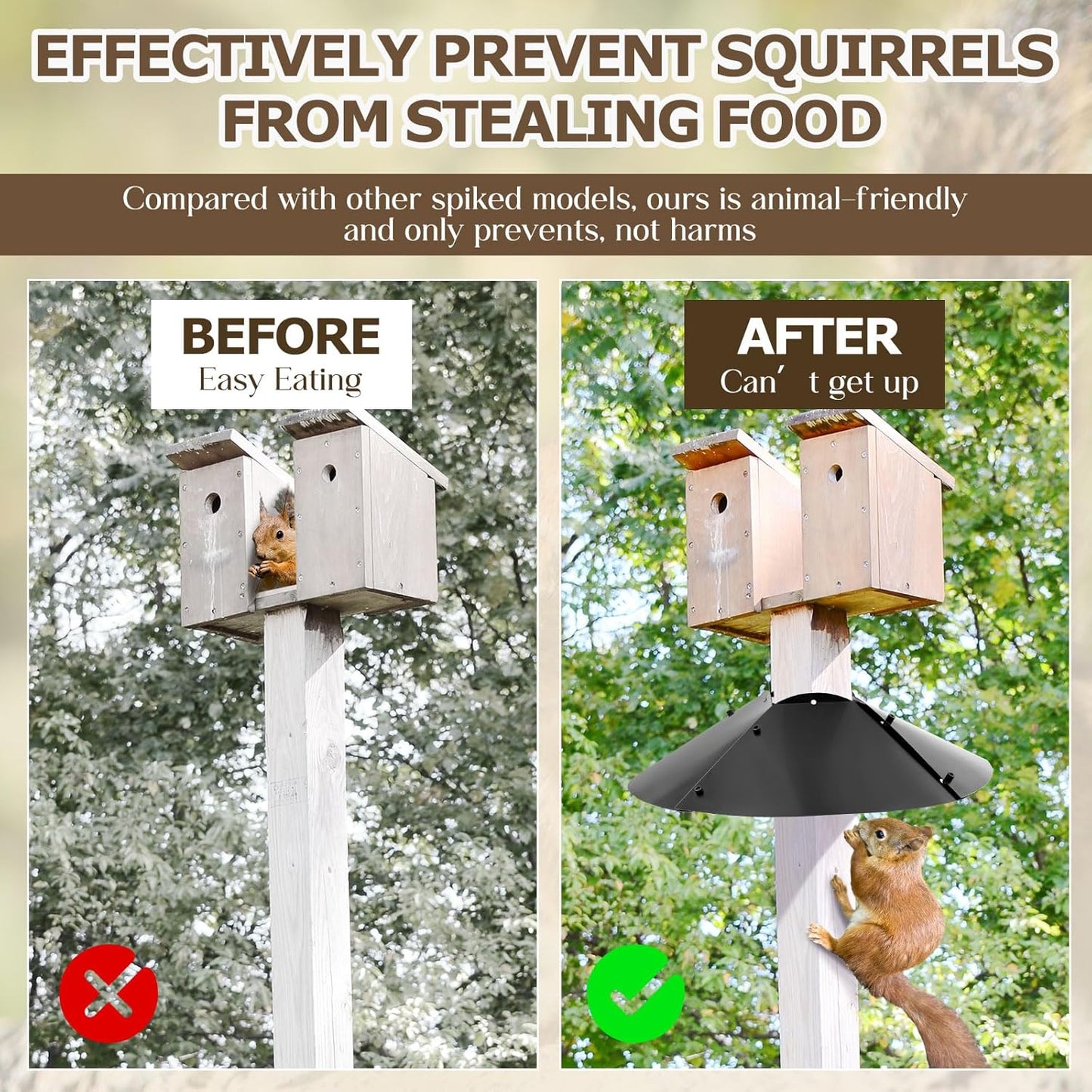 Tandefio Metal Squirrel Baffle for 4x4 Post 20 Inch Squirrel Proof Baffles for Bird Feeder Poles Outside Wooden Pole Guards Deterrents Stopper to Deter Raccoons, Black, 1 Pack