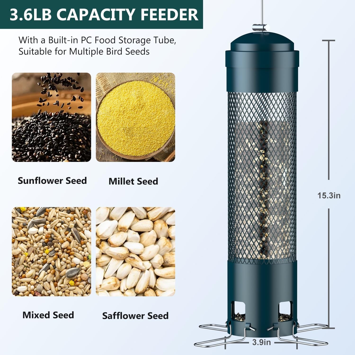 LCSEVEN Bird Feeders for Outdoors Squirrel Proof with Weight-Activated