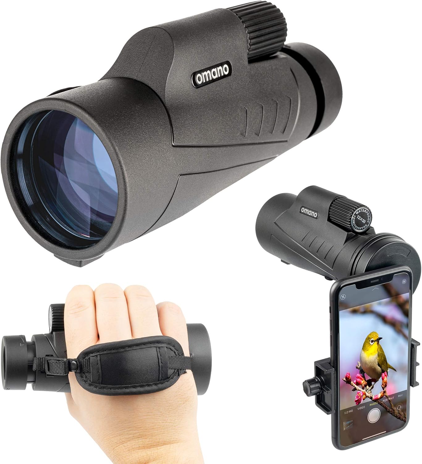 Omano Smithsonian 12x50 Monocular Telescope with Smartphone Adaptor – 