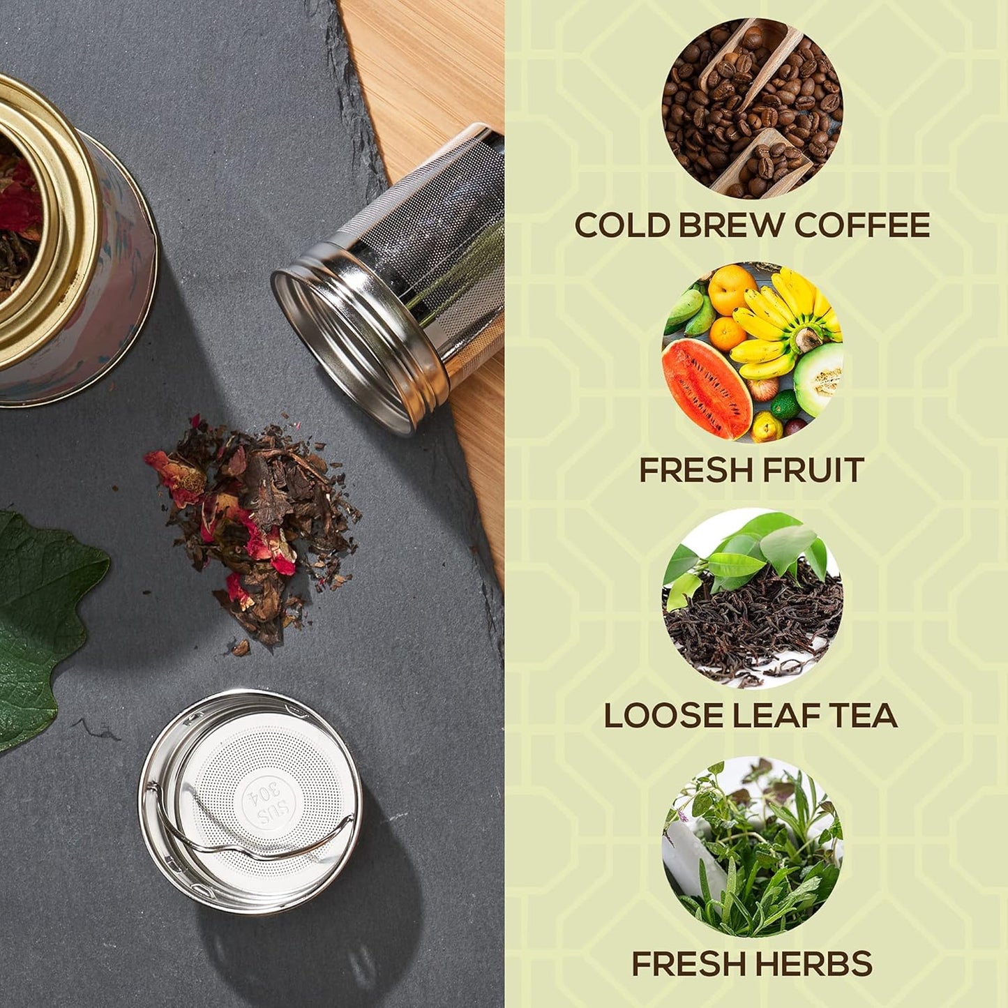 LeafLife Premium Bamboo Tea Bottle for Loose Tea - Tea Infuser Bottle 