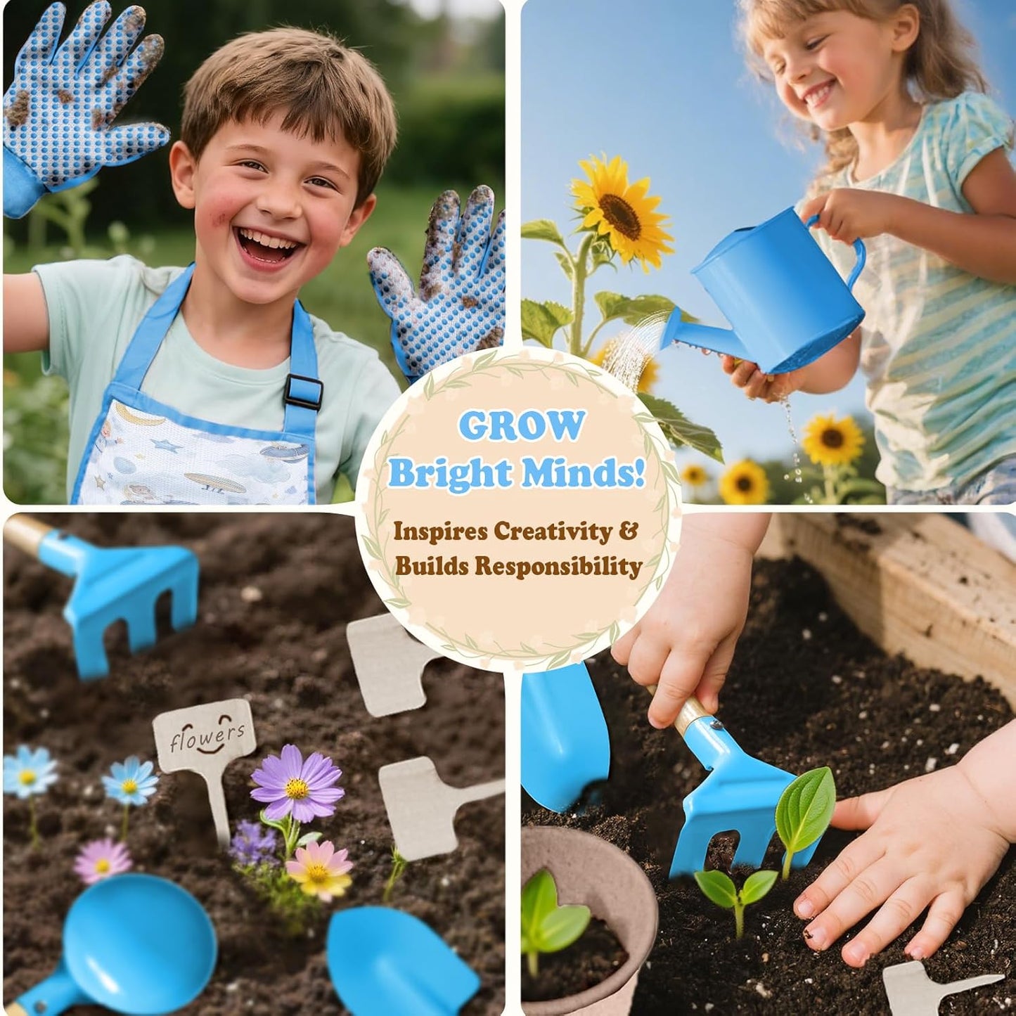Kids Gardening Tool Set 18PCS Kids Toddler Gardening Set Includes Tote