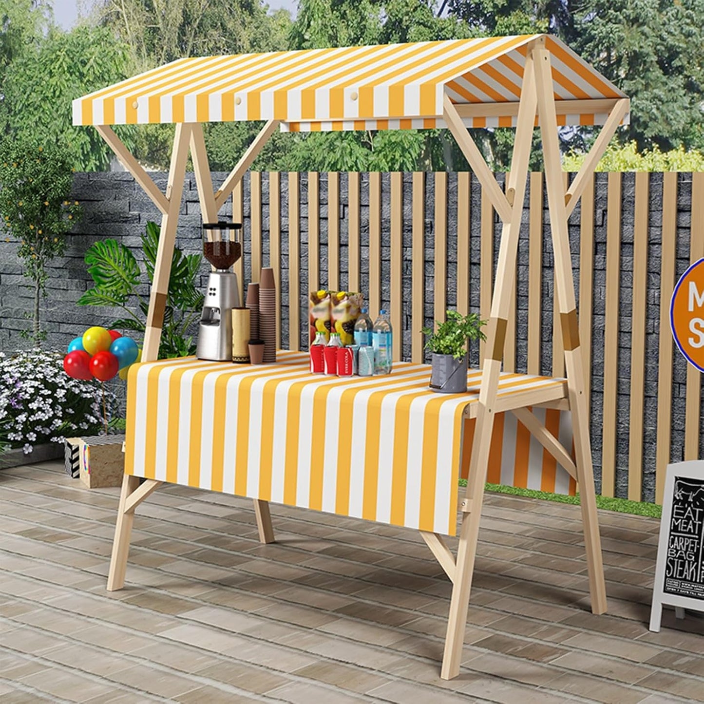 Foldable Portable Canopy Cart - 59in Outdoor Food Stand for Mobile Vendors, Markets & Events - Ideal Street Food Display Stall