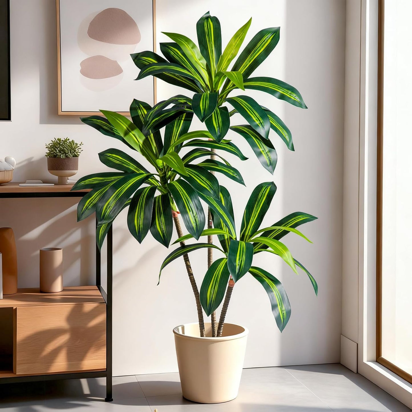 Tall Fake Tree Artificial Trees Plant with White Planter Pot Indoor Outdoor Potted Silk Plants Large Faux Trees loor Floor for Home Living Room Office Outside Patio para decoracion Housewarming Gift