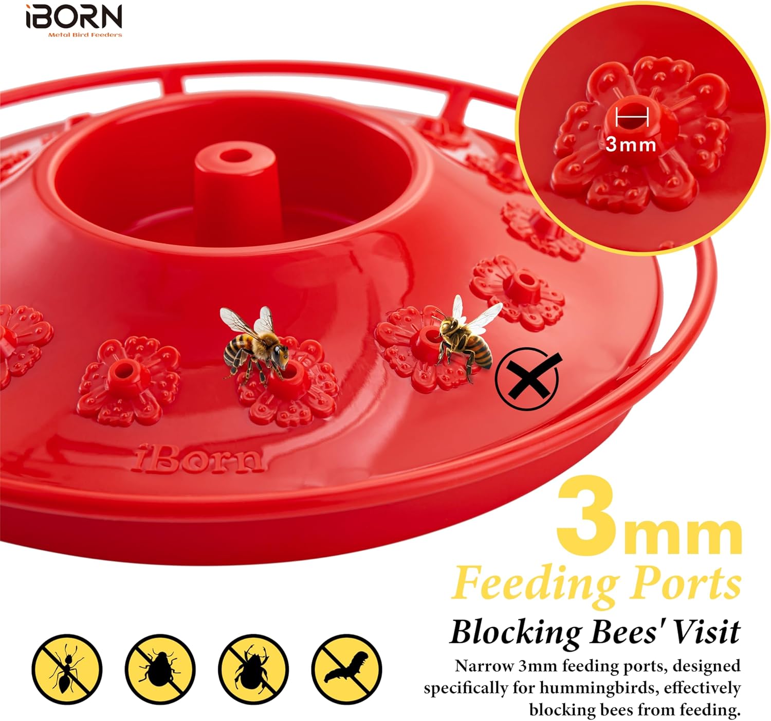 iBorn Hummingbird Feeders for Outdoors Hanging,Bee Proof Hummingbird F