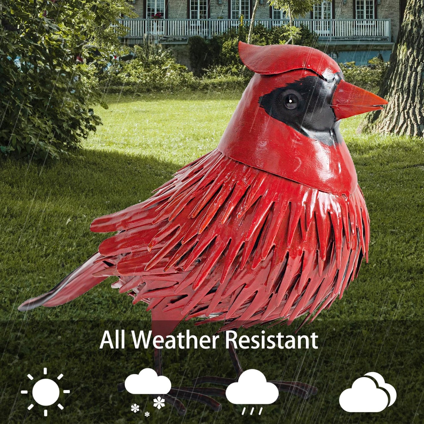 Natelf Cardinal Statue Metal Bird Yard Art, Garden Sculptures & Statues Large Red Birds Outdoor Decor, Gifts for Christmas/Mom/Grandma/Wife/Daughter/Sister/Aunt