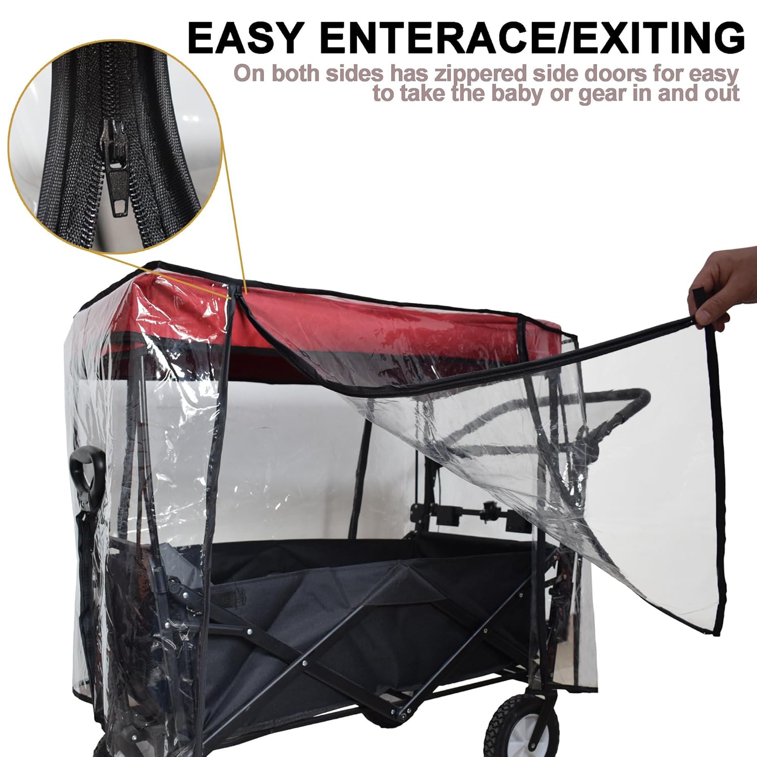 Rain Cover for Wagon Clear Plastic Awning for Collapsible Beach Foldin