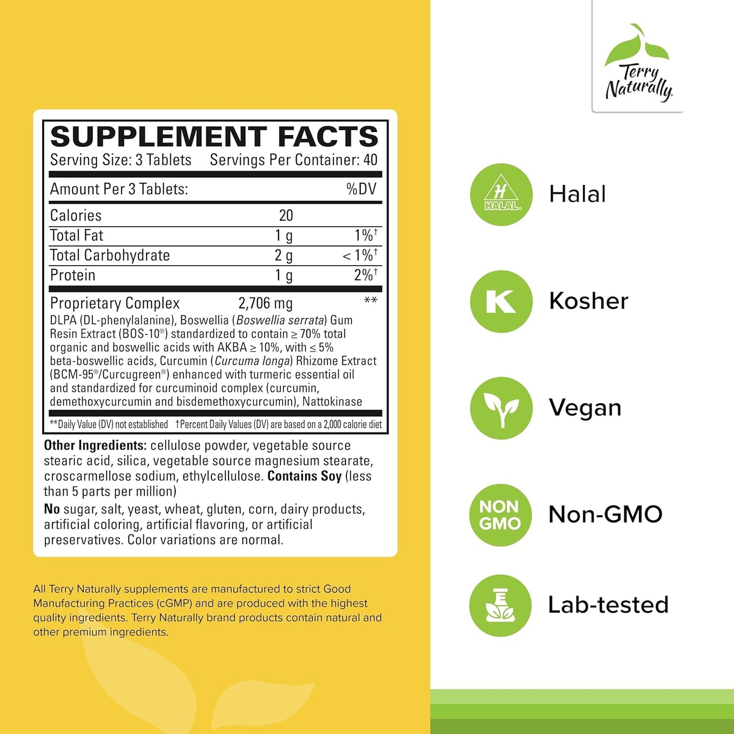 Terry Naturally Curamin Extra Strength - 120 Vegan Tablets - Non-Addic