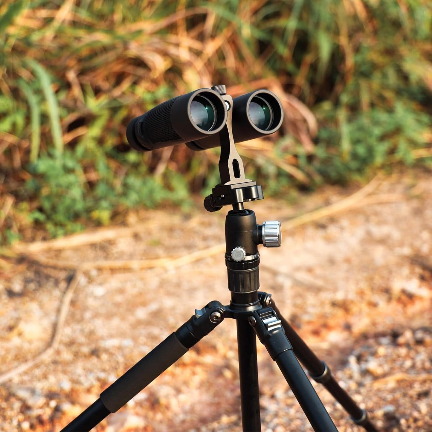Aluminum Binocular Tripod Mount Adapter, Compatible with Porro Binoculars with 1/4" -20 Thread & Arca-Swiss Adapter, Quick Release for for Bird Watching, Hunting, Astronomy