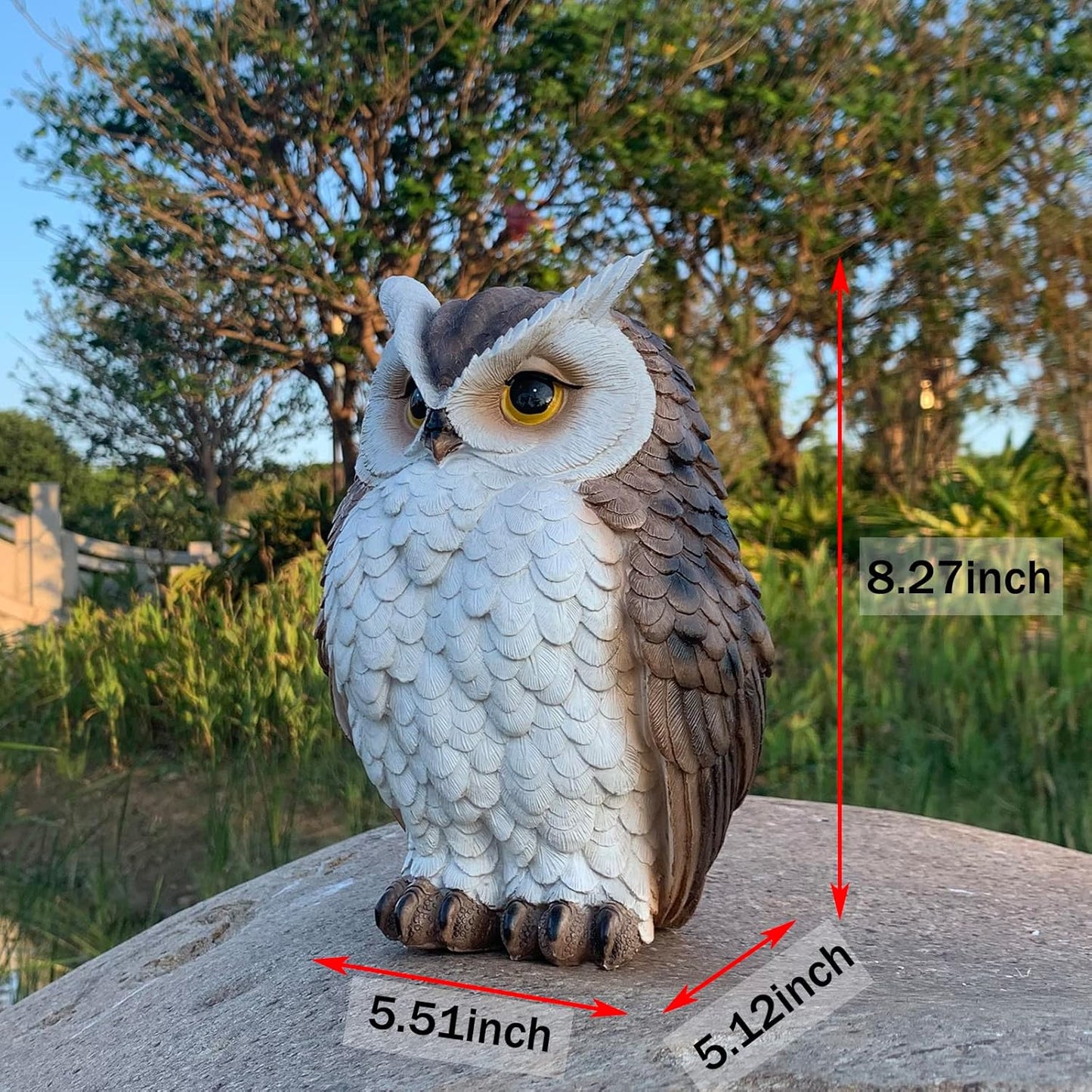 Owl Statue Garden Decor, Resin Waterproof Halloween Indoor Outdoor Law