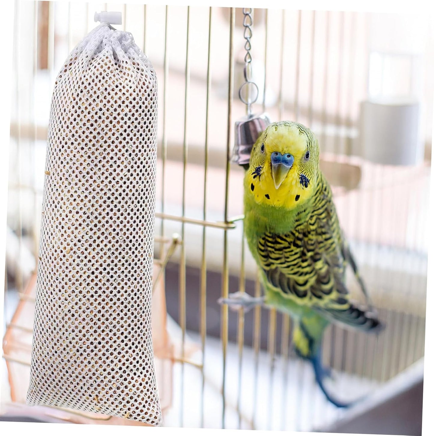 Bird Feeder Mesh Bags 5Pcs Drawstring Hanging Net Bags for Wild Birds Outdoor Garden Feeding 11X4.7 Inch Polyester Replacement Finch Sock