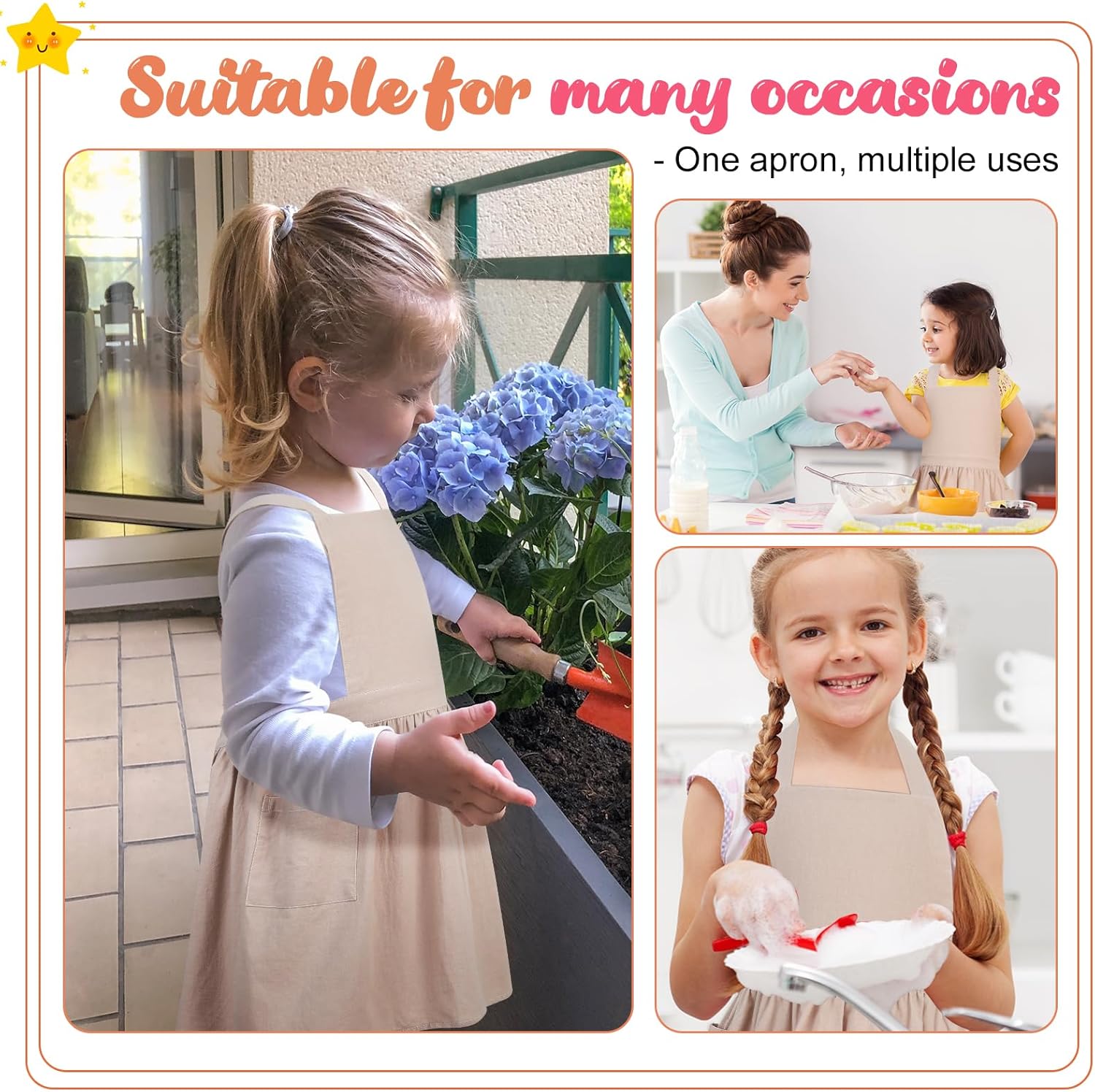 Kids Pinafore Apron, Cross Back Apron, Japanese Style Bib Aprons Home 