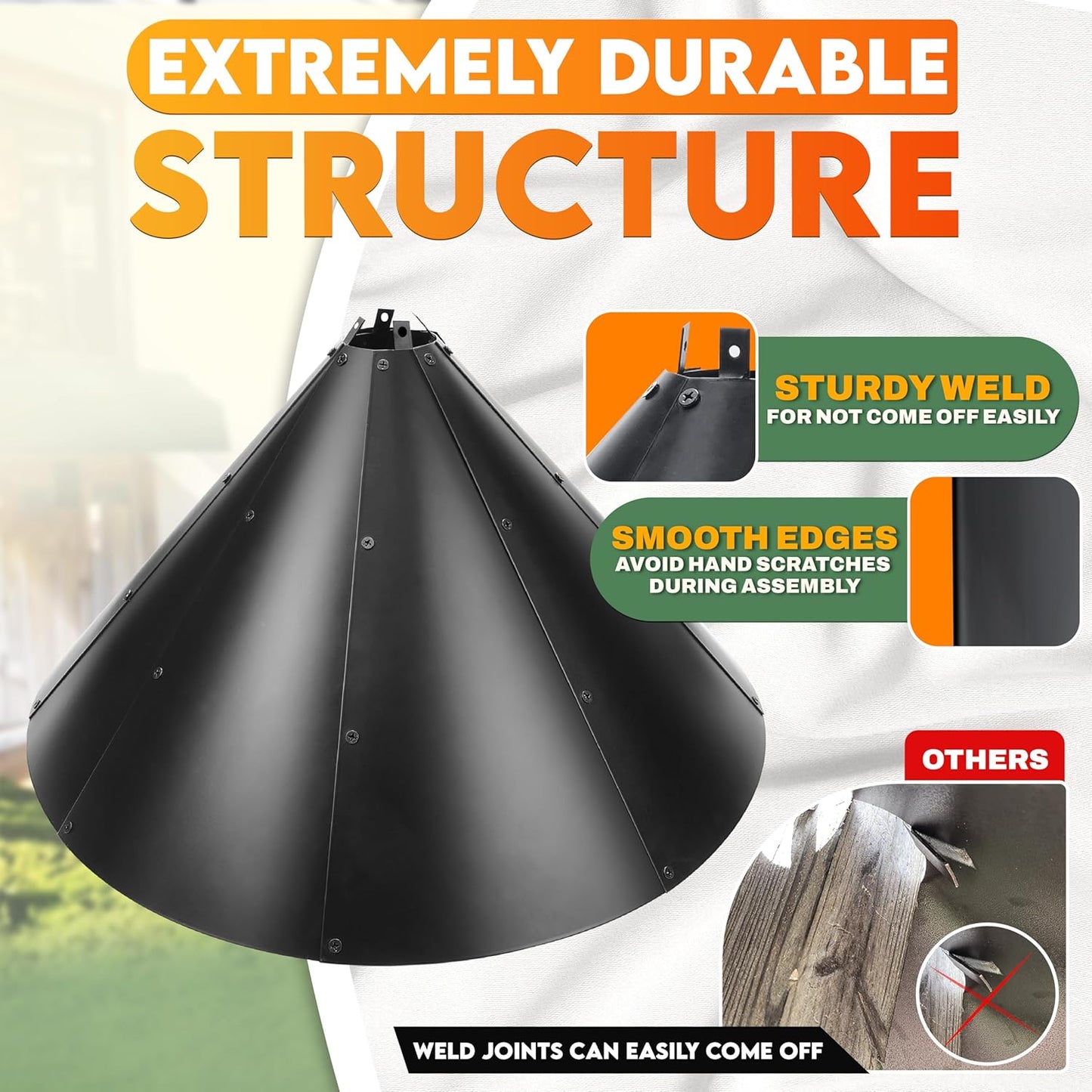 [Upgraded] 24” Squirrel Baffle for 4x4’’ Post, 0.7mm Thick Deflector for Bird Feeder Post, Anti-Rust Steel Squirrel Guard Stopper for Wooden Pole, Squirrels and Raccoons Proof Barrier for Bird House