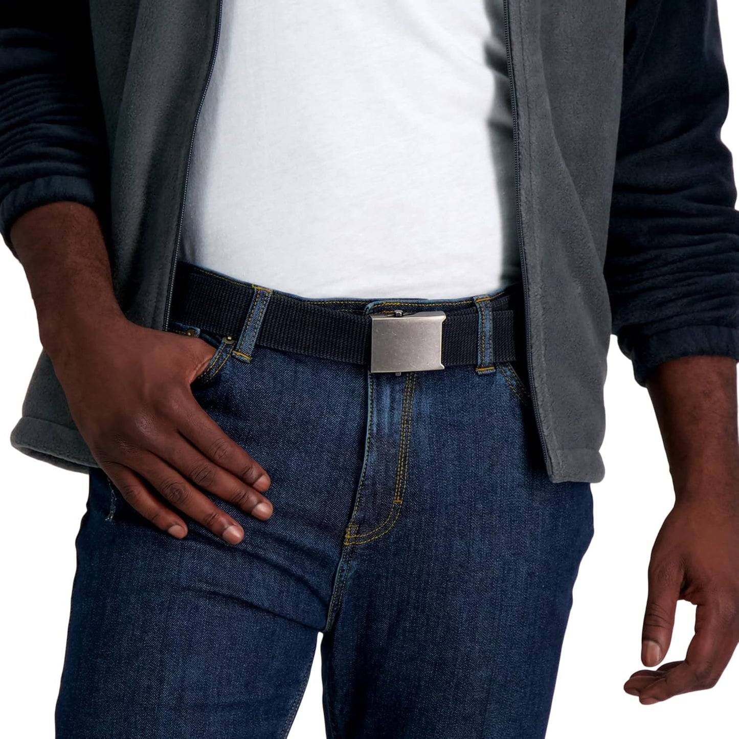 Columbia Men's Military Plaque Buckle Fabric Belt- One Size 42" Length