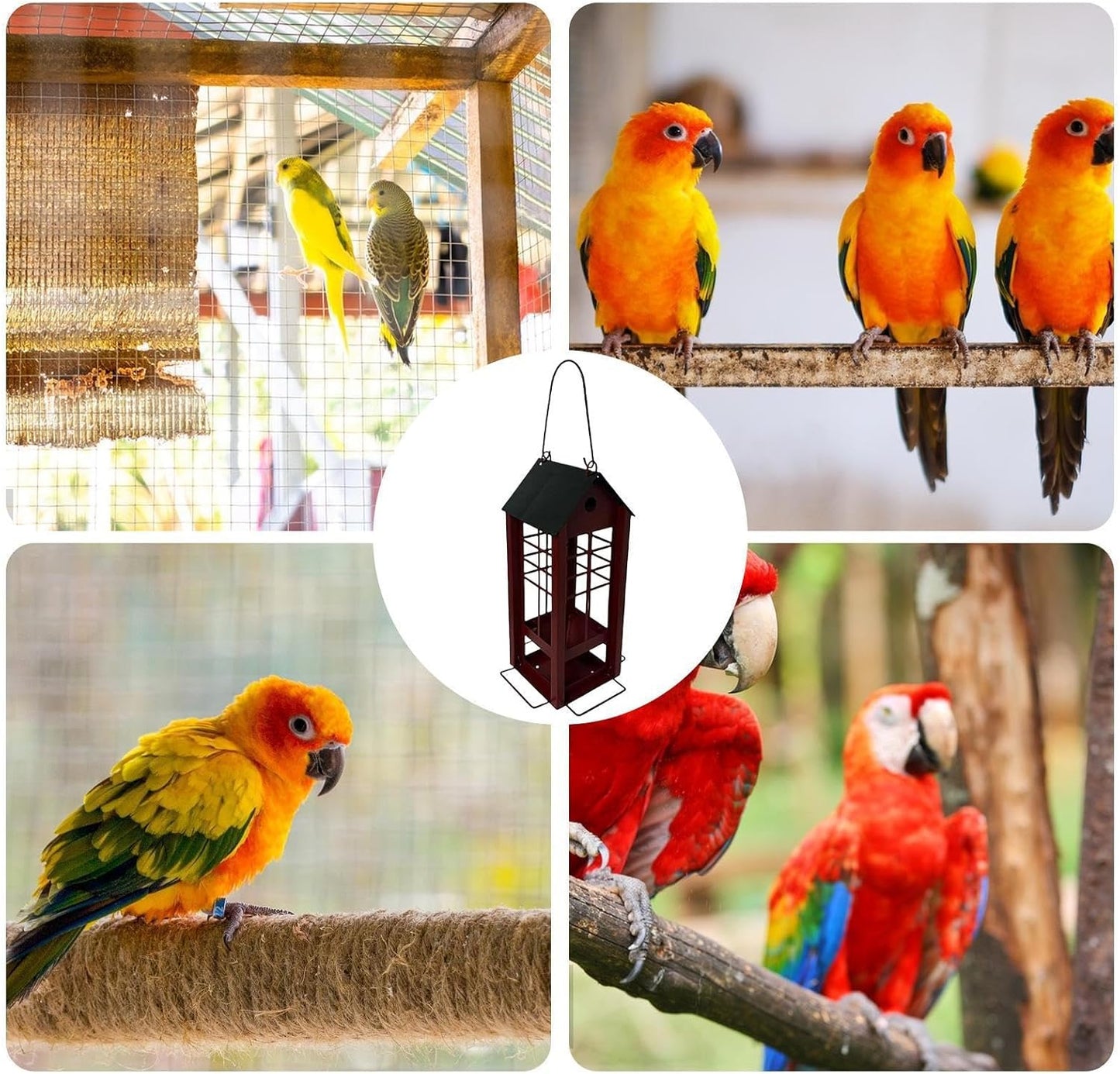 Metal Wild Bird Feeders, Squirrel-Proof 43x32x20cm Feeding House for Hummingbirds, Finches, Sparrows, Perfect for Yard, Patio, Porch, Park, Balcony