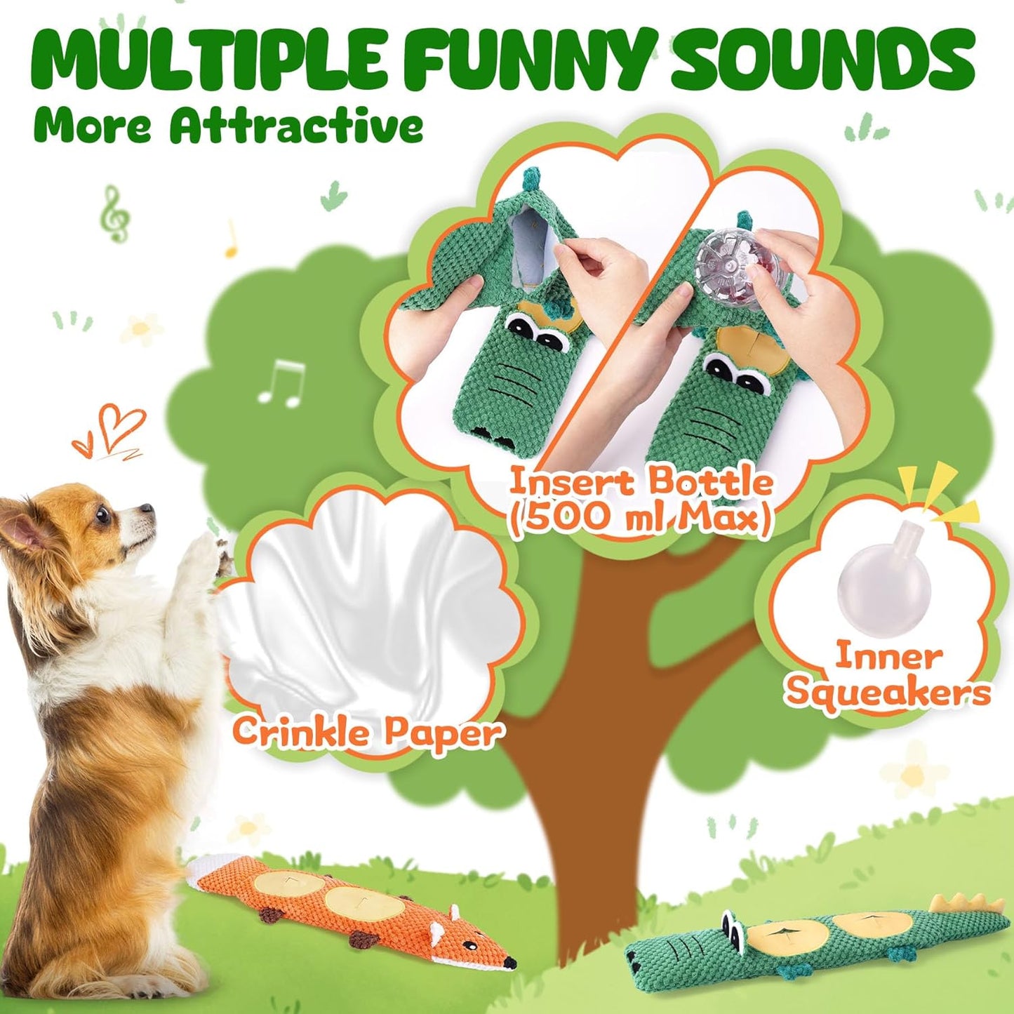 XIUGOAL Dog Toys for Aggressive Chewers, 2 Pack No Stuffing Interactiv