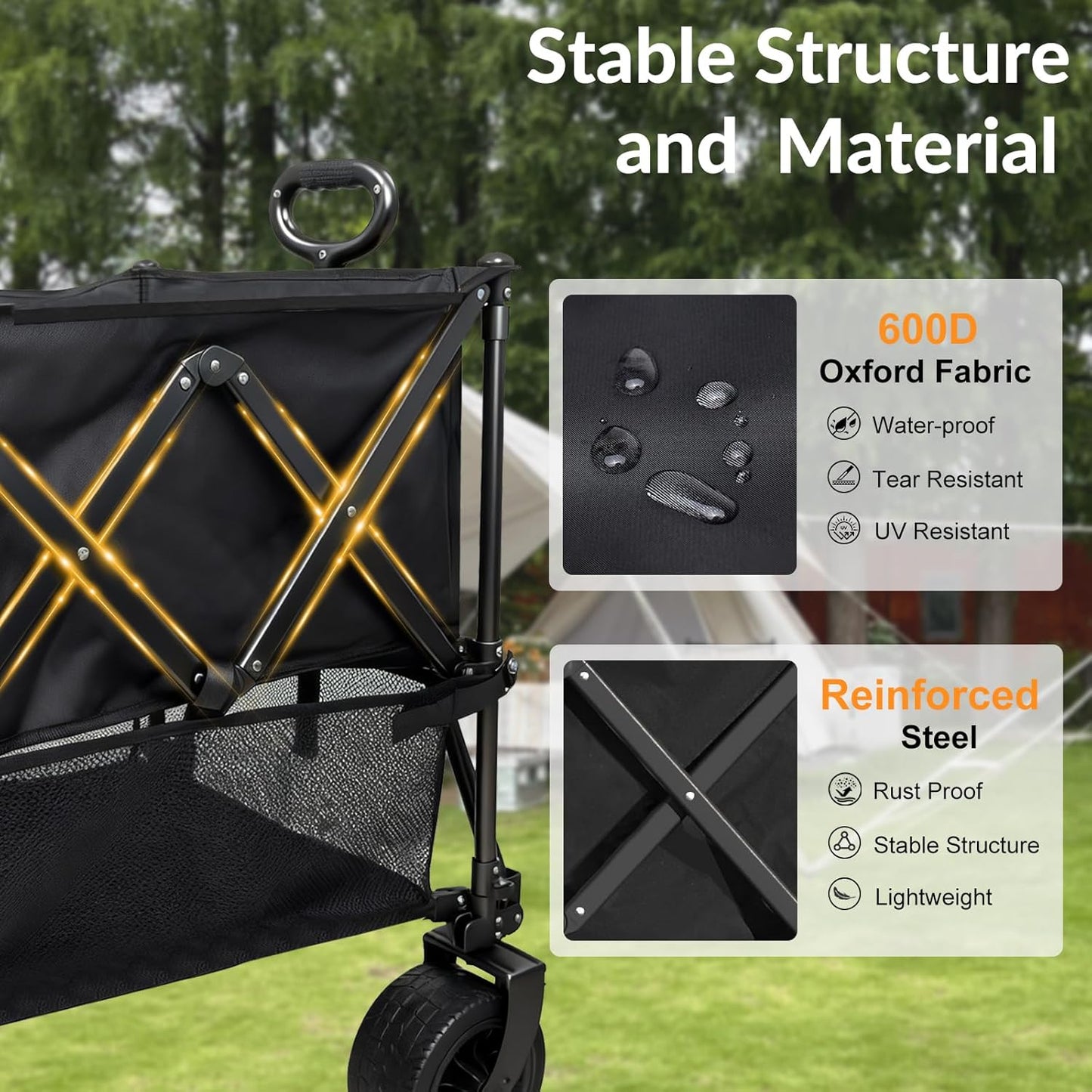 400L Large Capacity Double Decker Wagon Collapsible Wagon with Tailgate 55'' Extra Long, Foldable 450lbs Heavy Duty Beach Cart with All-Terrain Big Wheels,Utility Carts, Sports,Outdoor,Shoping Cart