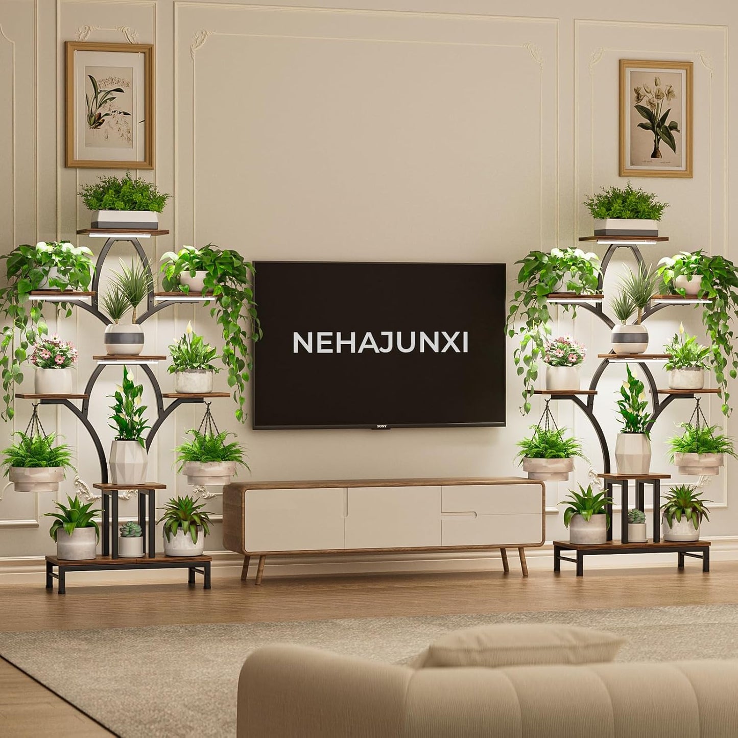 Plant Stand Indoor with 4 Grow Lights - 63" Tall Plant Shelf- 8 Tiered