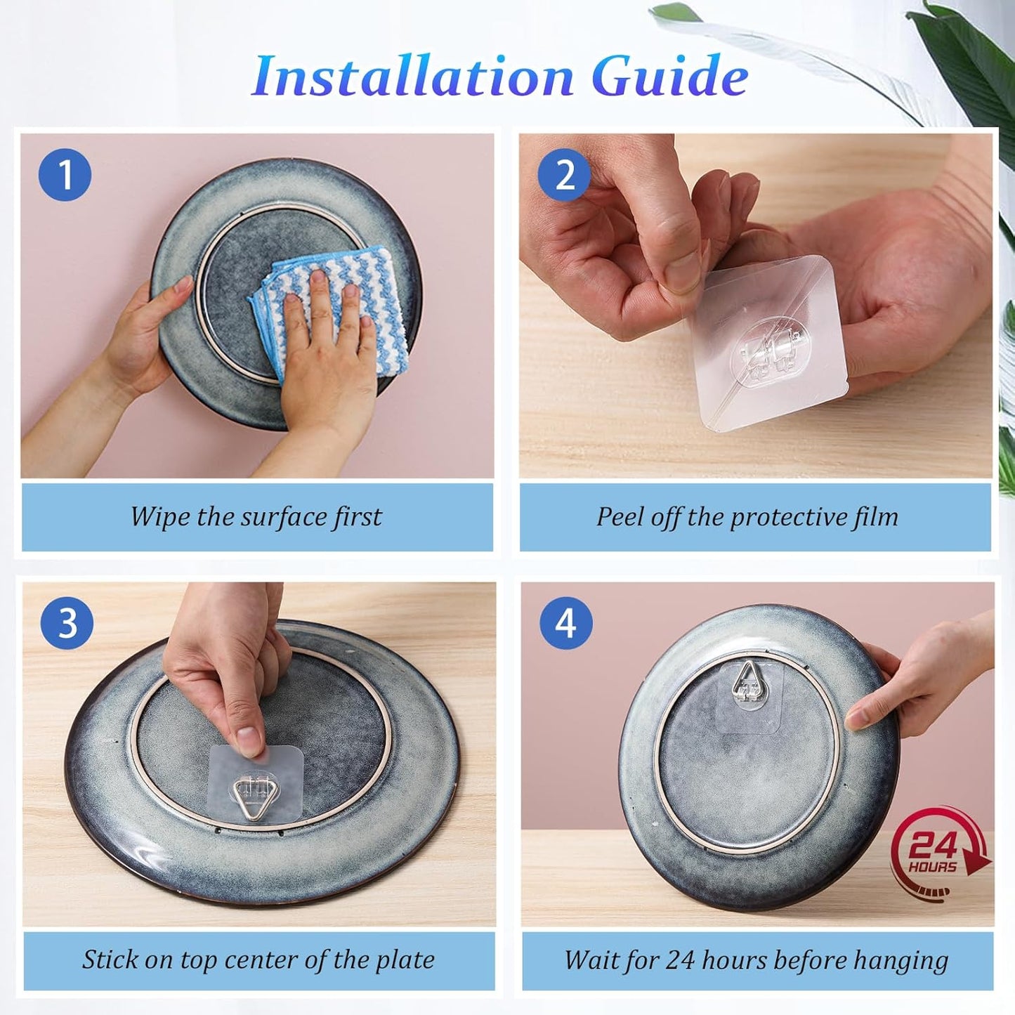 DIDUDIDU Wall Plate Hangers for Display - Invisible Adhesive Picture H