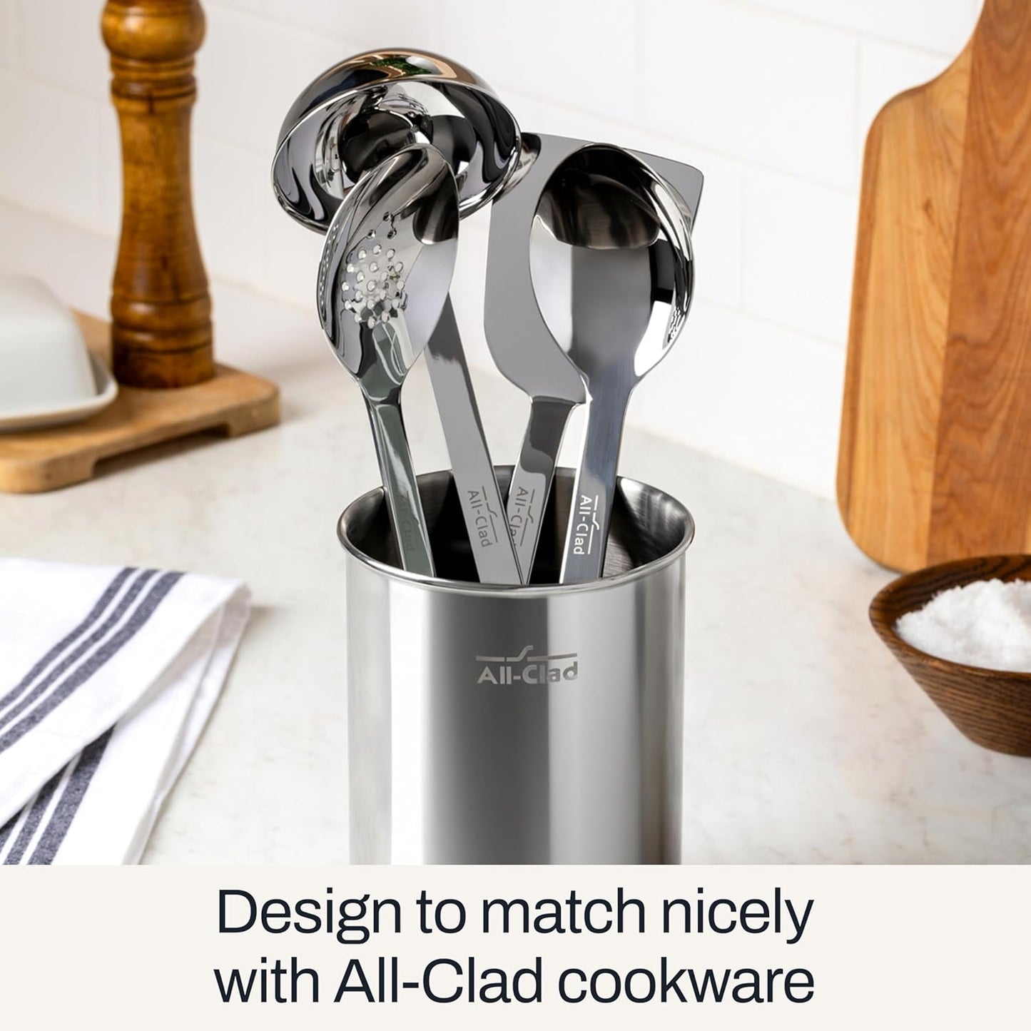 All-Clad 5-Piece Stainless Steel Kitchen Utensil Set – Includes Ladle,