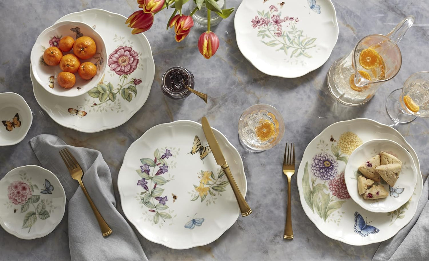 Lenox Dinnerware Set, Butterfly Meadow 28-Piece Set, Service For 4, Po