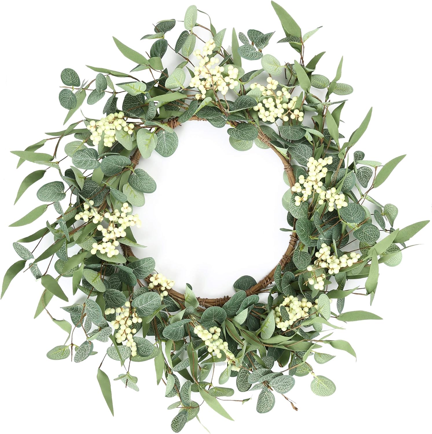 Pinkpum 20'' Eucalyptus Wreath for Front Door, Porch, Window - Green D
