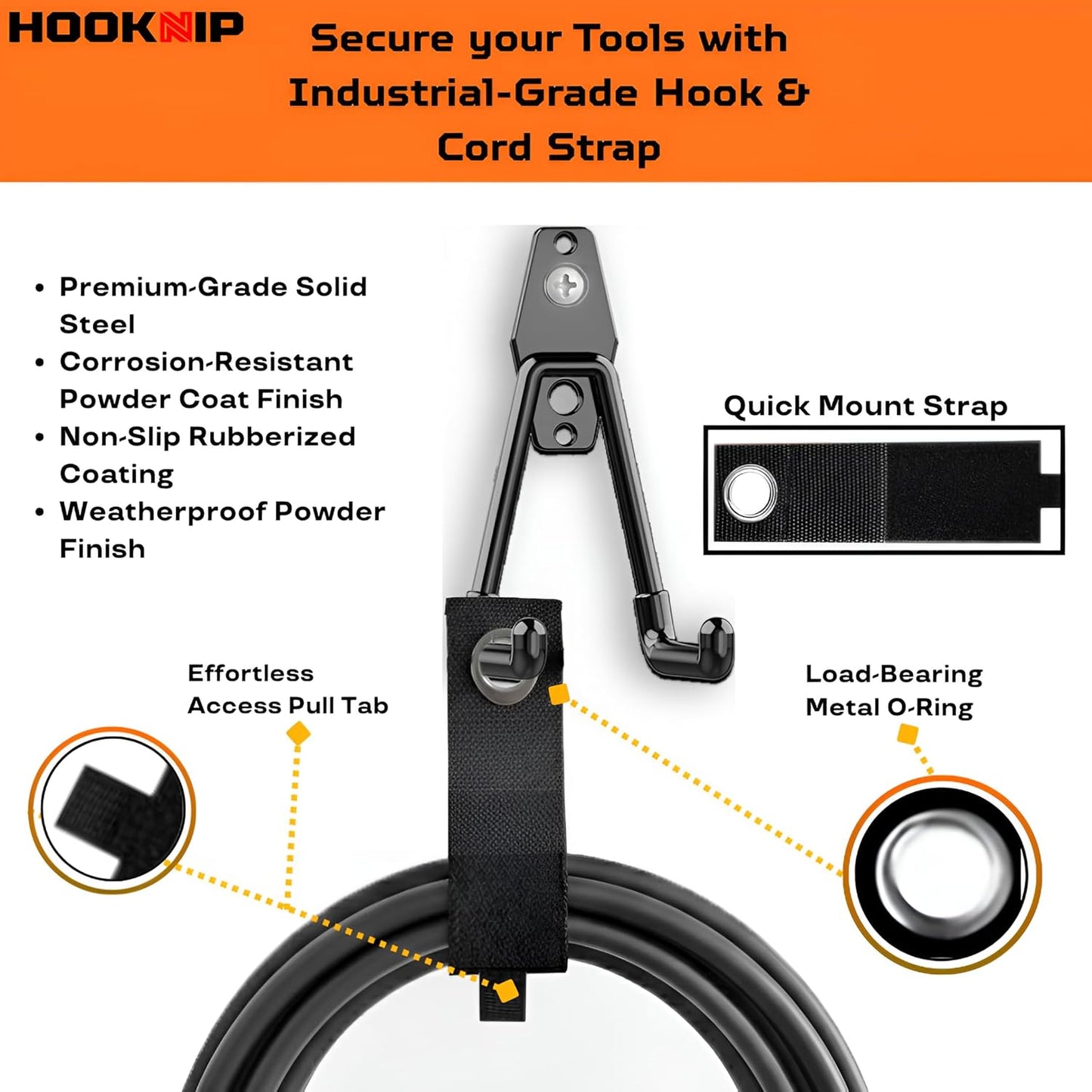 Pack 13 Garage Hooks Heavy Duty | Multi-Sized Wall-Mounted Tool Hangers with Anti-Rust PVC Coating | Heavy Duty Wall Hooks for Bikes, Ladders, Garden Tools, and More