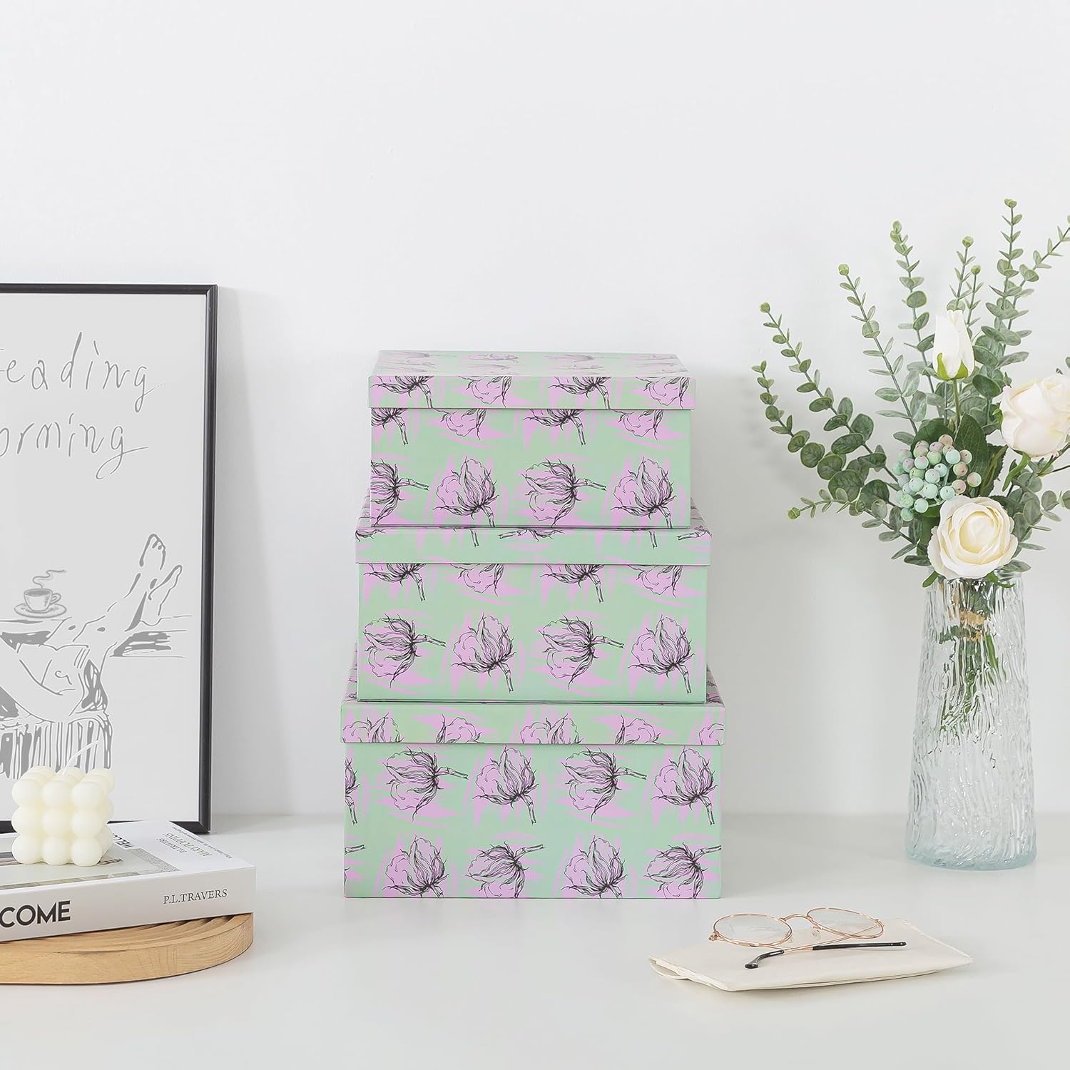 Soul & Lane Set of 3 Decorative Boxes with Lids, Square 11" x 11" Nest