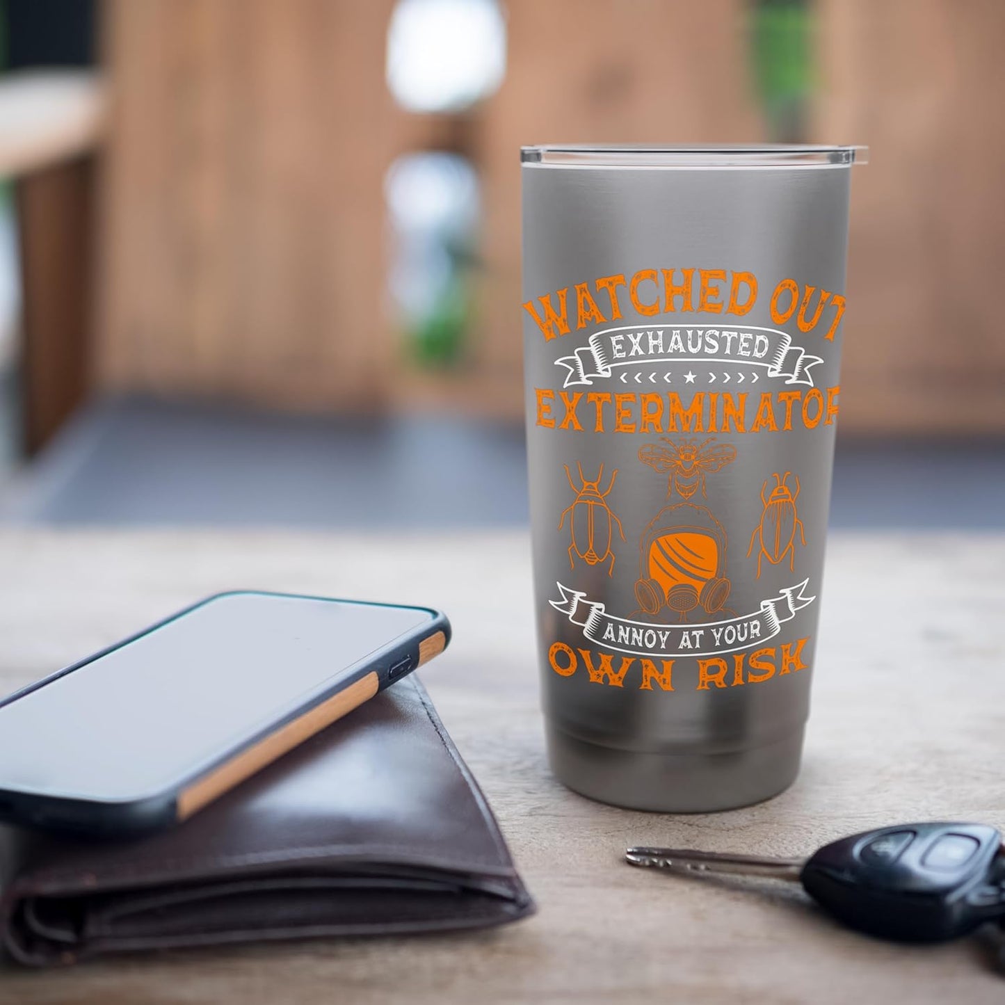 Exterminator Pest Control Eradicator Exhausted Terminator Stainless Steel Insulated Tumbler