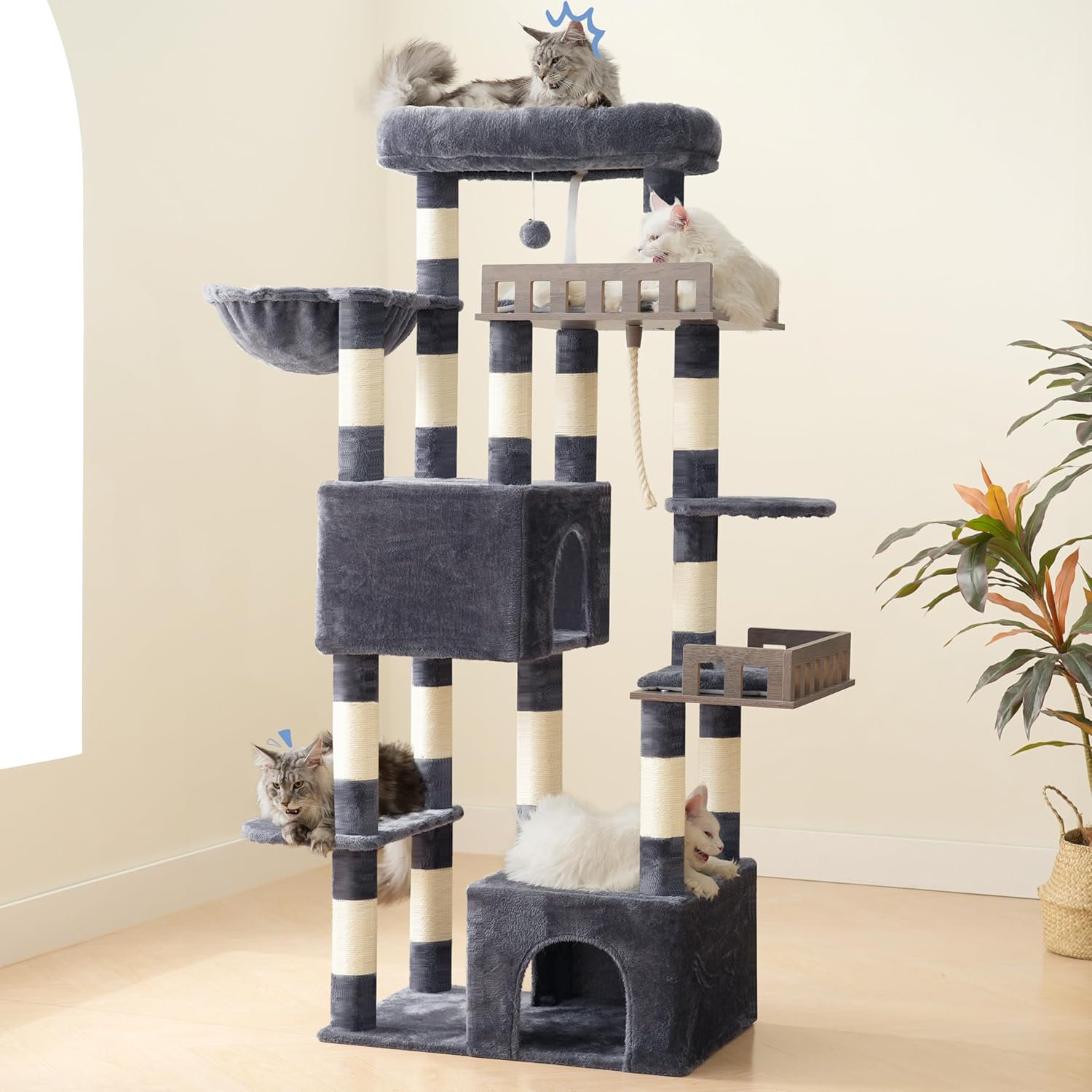 Maine Coon Cat Tree, Heavy Duty Cat Tree for Indoor Cats Large Adult, 