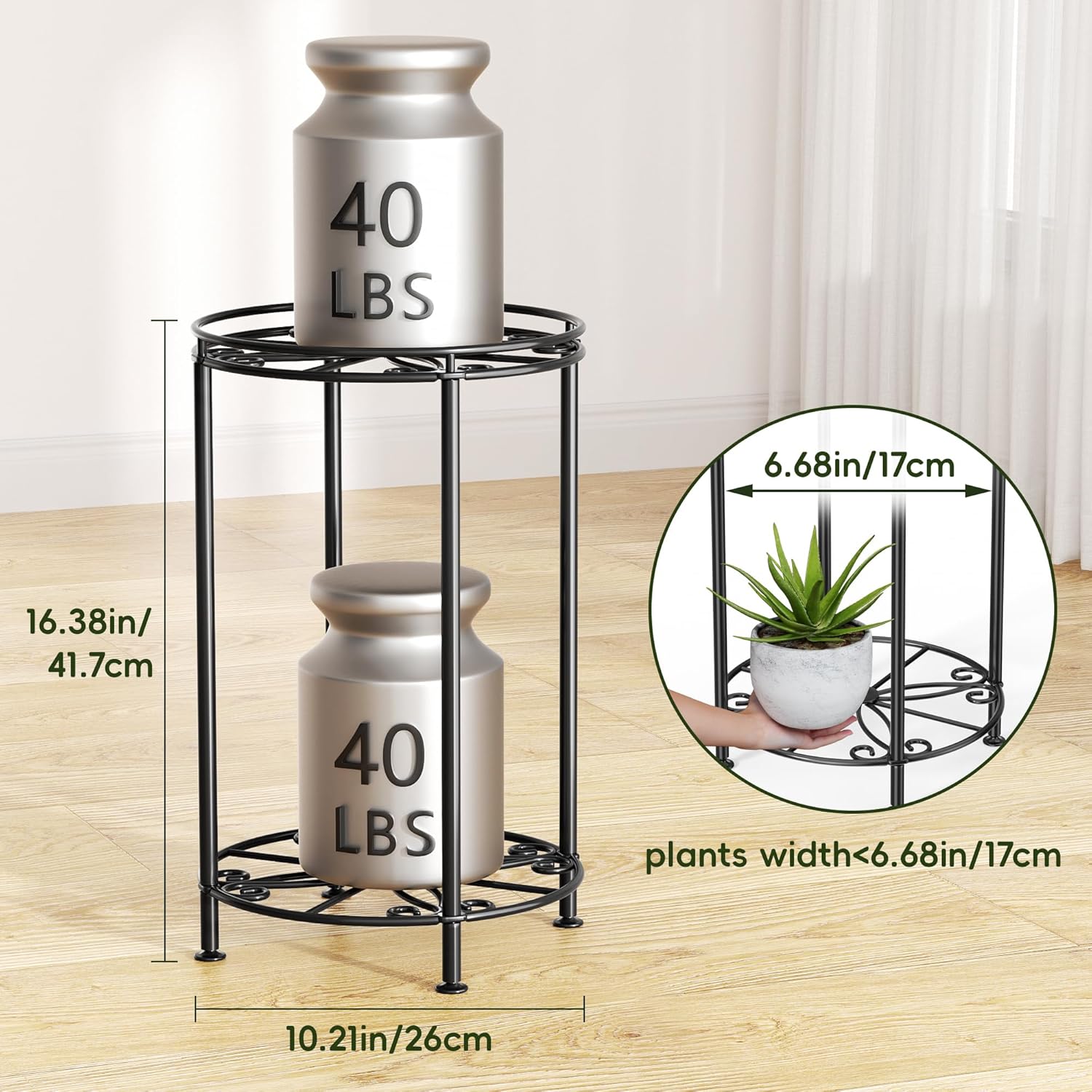 Plant Stand 2-Tier 10.2in Width 16.4in Tall Flower Pot Rack Small Plan