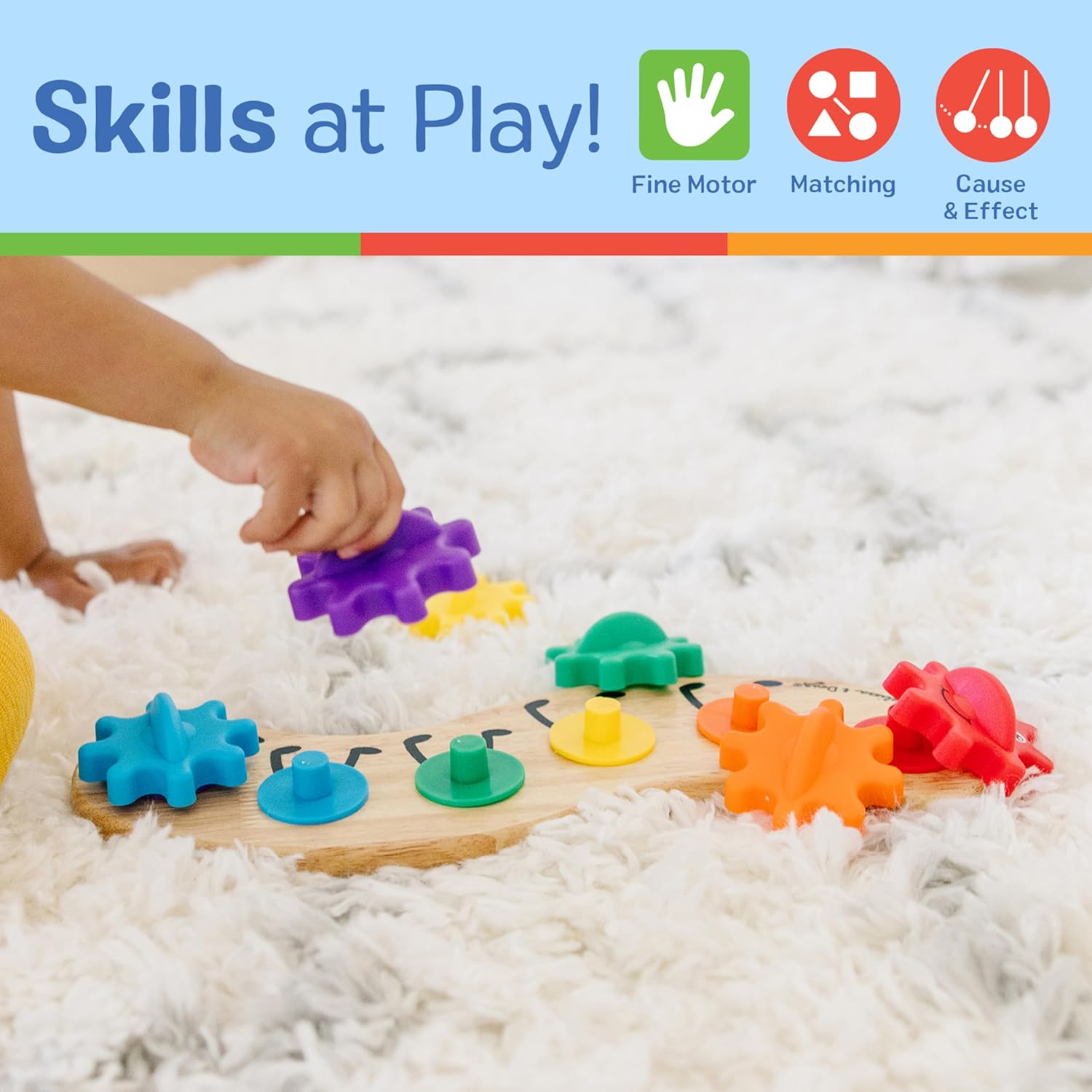 Melissa & Doug Rainbow Caterpillar Gear Toy with 6 Interchangeable Gea