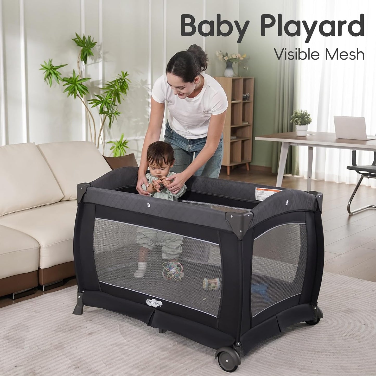 Pamo Babe Pack and Play 4 in 1 Playard Portable Playard Foldable Playp