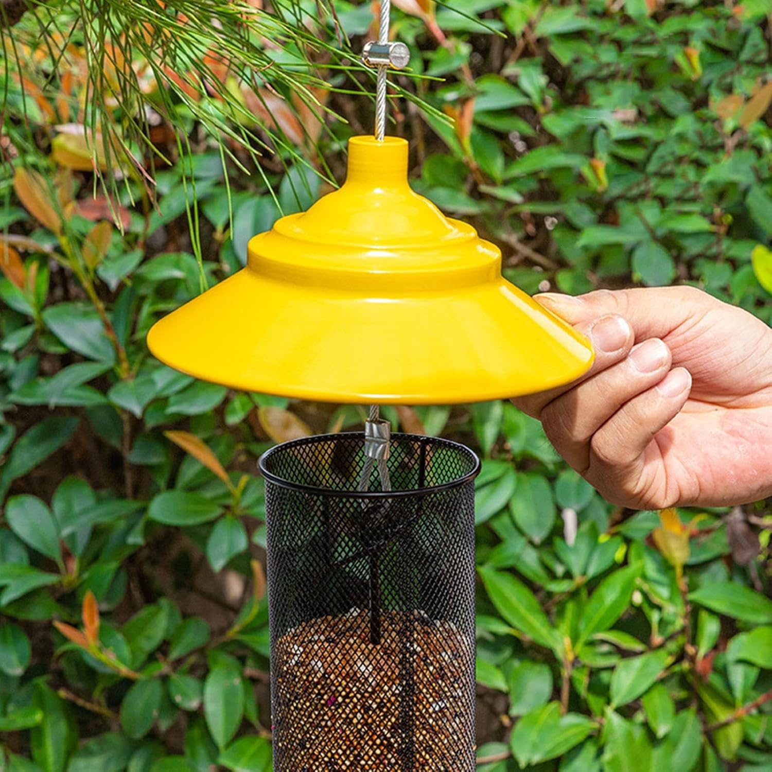 Heavy Duty Finch Feeder, Metal Mesh Feeder, 10 Inch Bird Dispenser wit