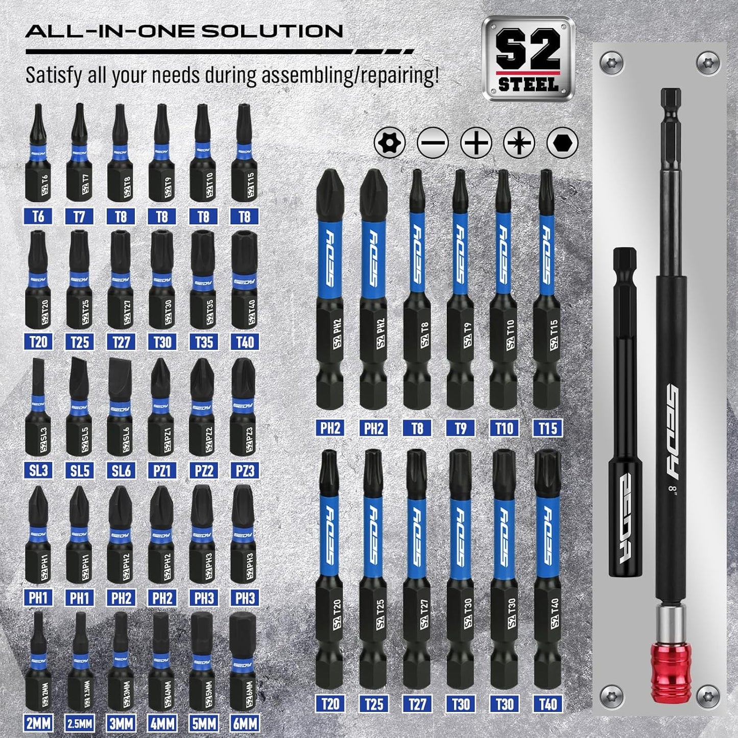 80-Piece Premium Magnetic Impact Nut Driver Set Metric & SAE with Sock