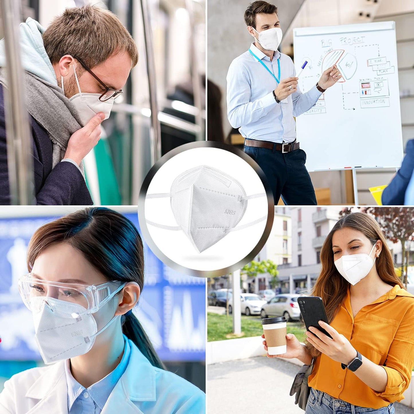 BLScode KN95 Face Mask 60 Pack,Individually Wrapped 5-Layer face Masks