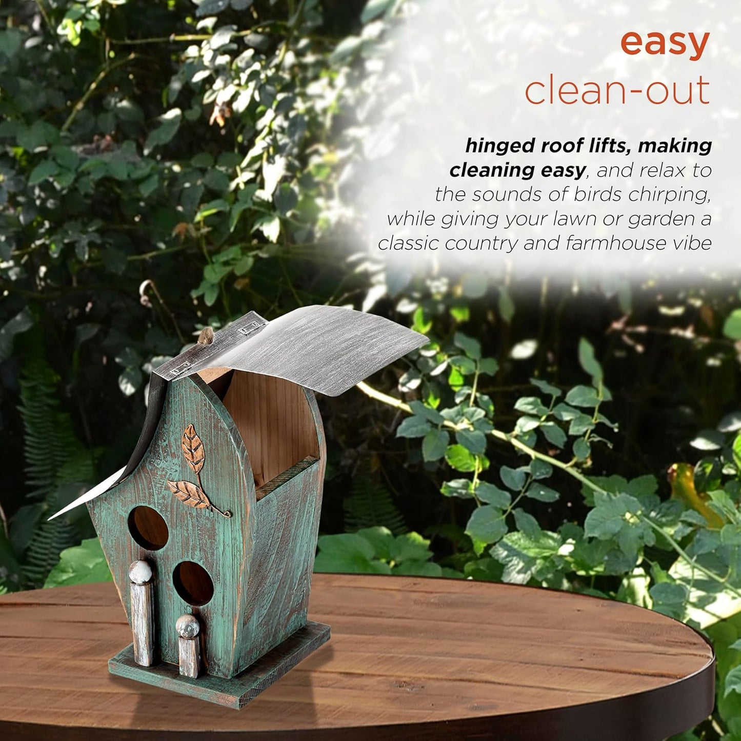 Alpine Corporation 12" Tall Outdoor Hanging Wooden Birdhouse, Turquoise