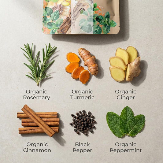 Gardenika Organic Flamma-tea Loose Leaf Tea | Premium Turmeric Ginger Blend with Cinnamon, Peppermint & Black Pepper | 100% Natural, Caffeine Free Herbal Wellness Tea | 4oz (113g)