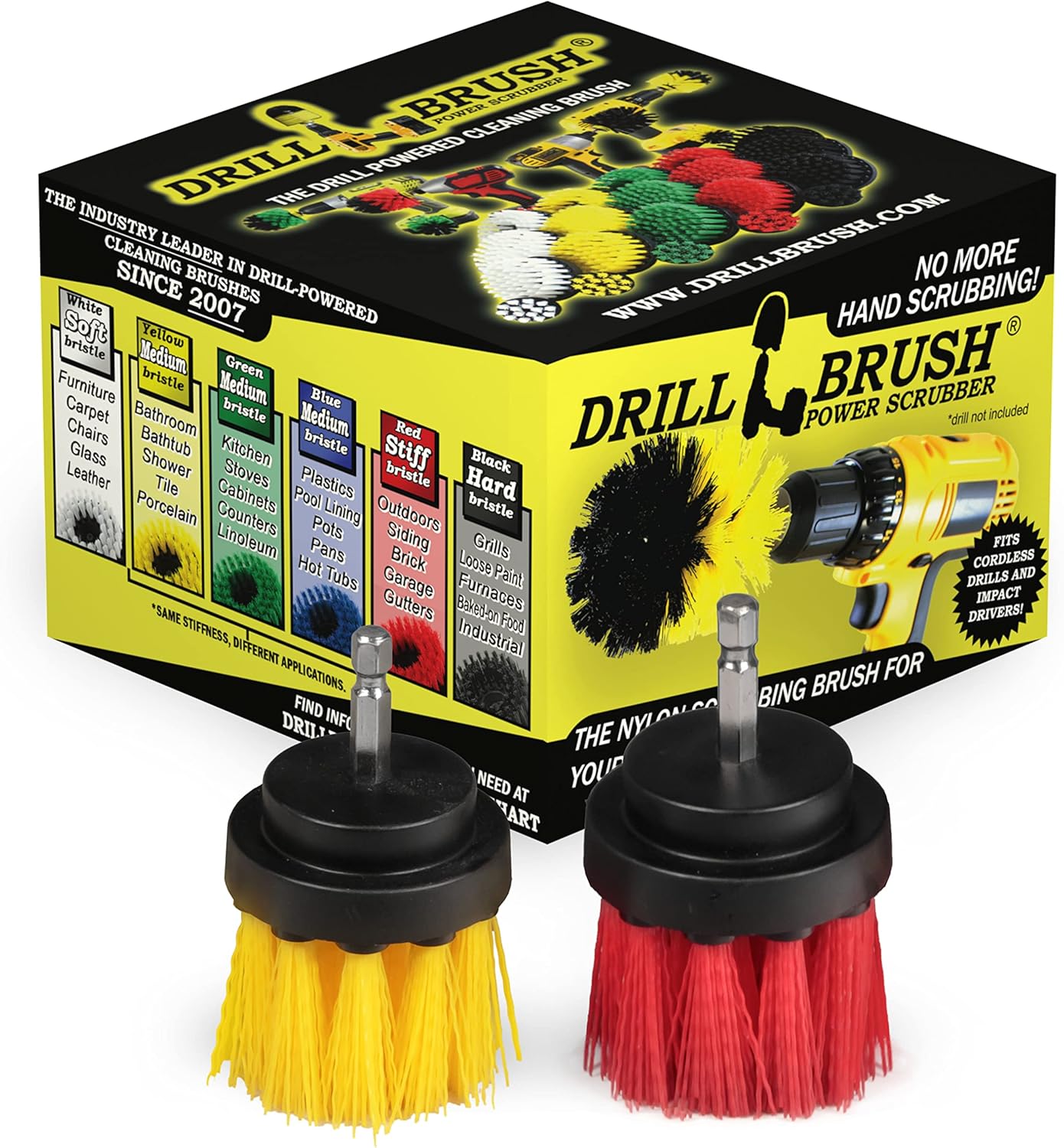 Cleaning Supplies - Drill Brush - Grout Cleaner - 2-inch Long Bristle Spin Brush Set - Bird Bath - Gnome - Scrubber - Bathroom Accessories - Shower Curtain - Bath Mat - Shower Cleaner - Rust - Calcium