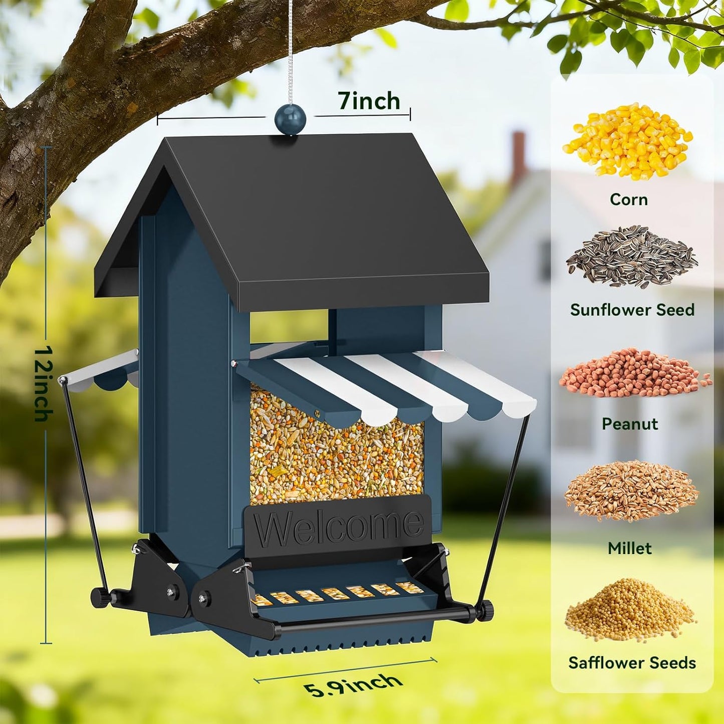 2025 Squirrel Proof Bird Feeders for Outdoors with Weight-Activated, 5